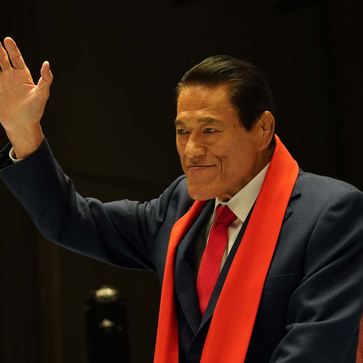 Antonio Inoki, dark suit, red tie, HD Desktop Wallpaper