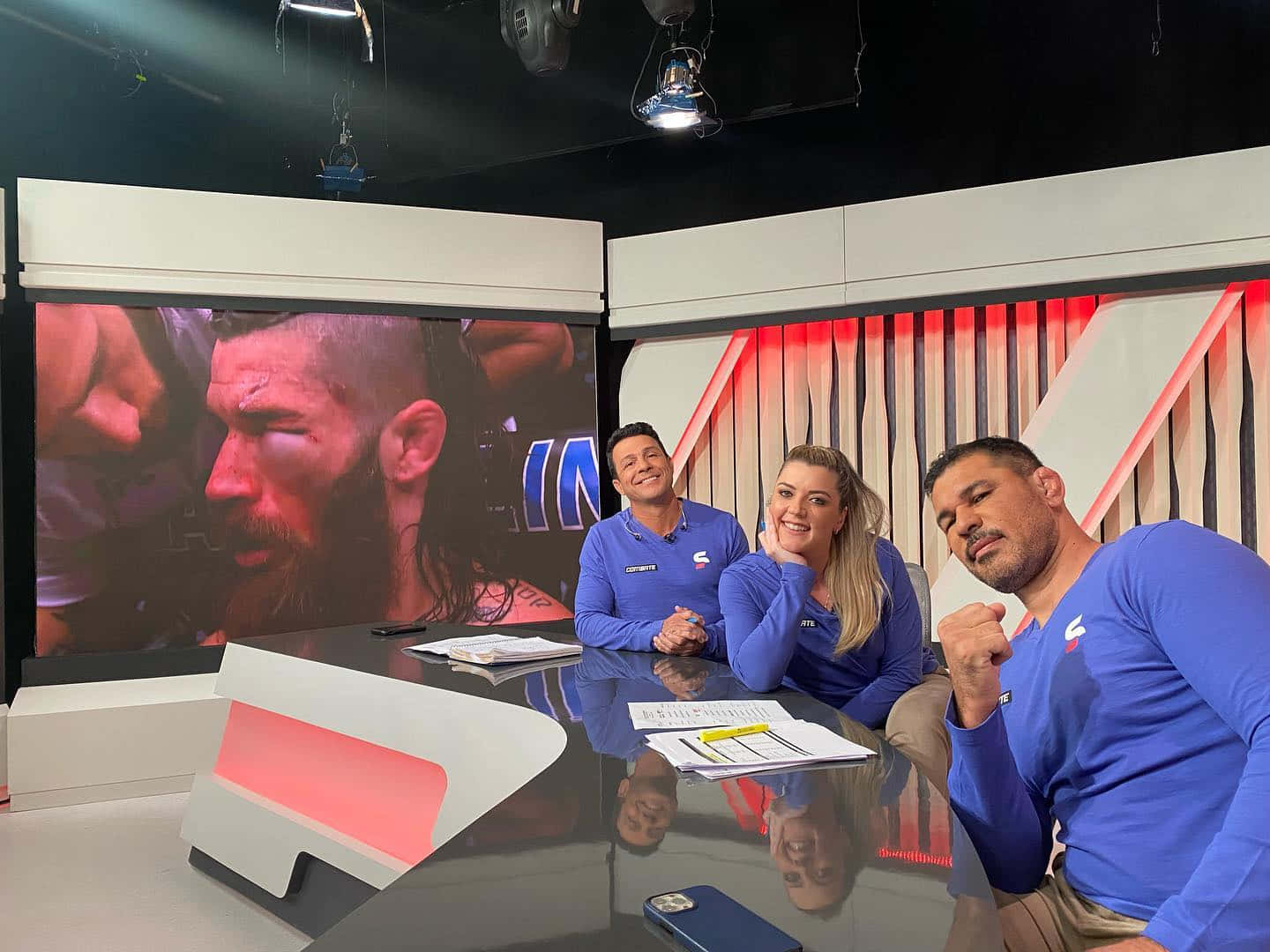 Antônio Rodrigo Nogueira, studio, blue shirts, HD Desktop Wallpaper