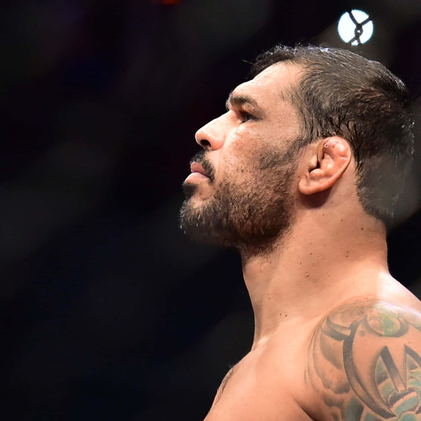 Antonio Rogerio Nogueira, tattooed shoulder, dimly lit arena, HD Desktop Wallpaper
