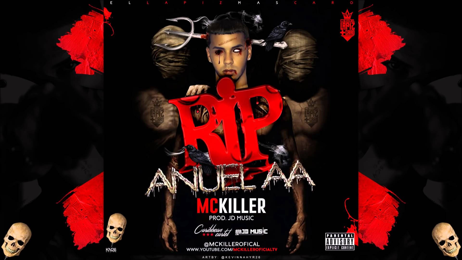 Anuel AA, crow, skulls, Full HD Desktop Wallpaper