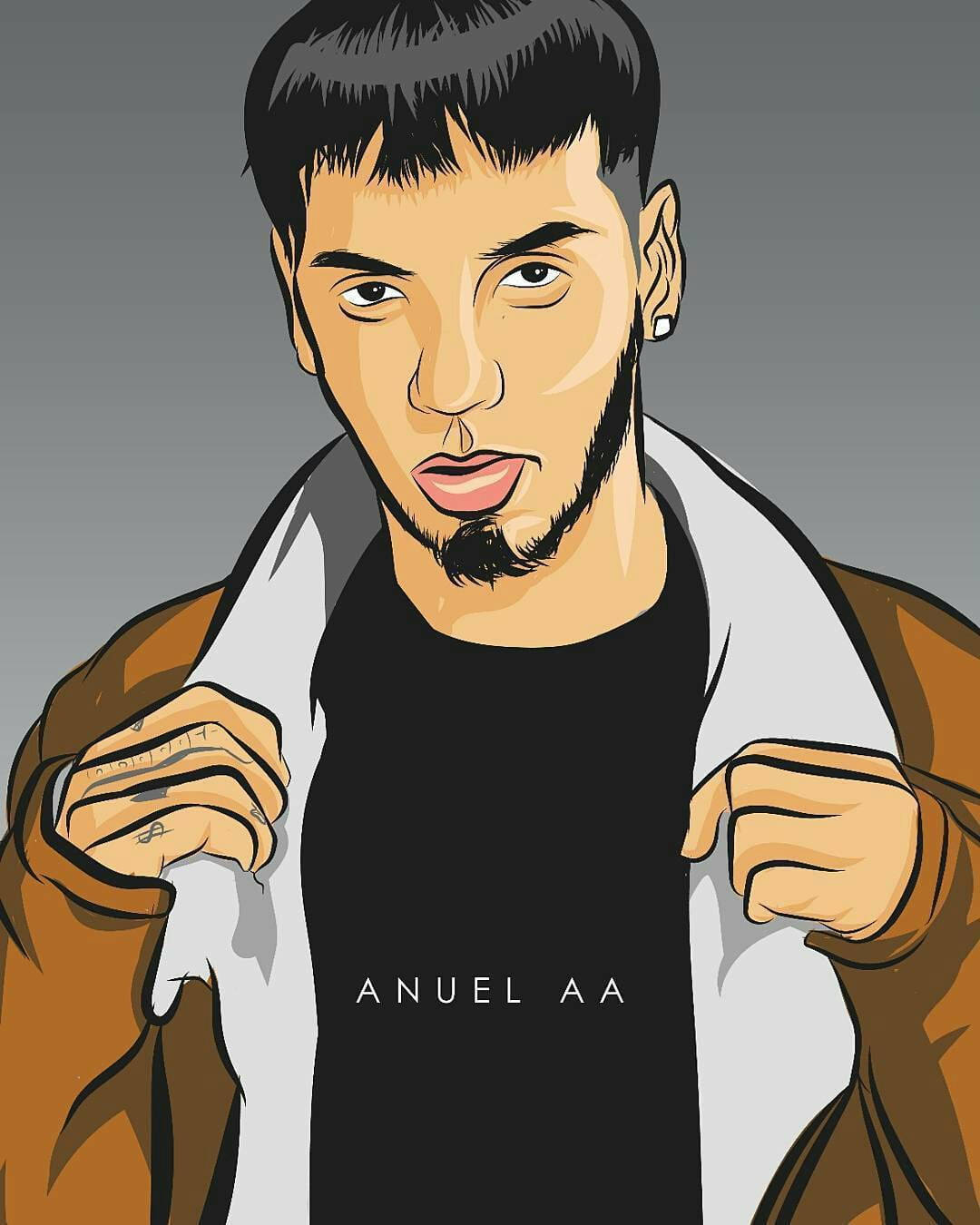 Anuel AA, digital illustration, beard, HD Phone Wallpaper