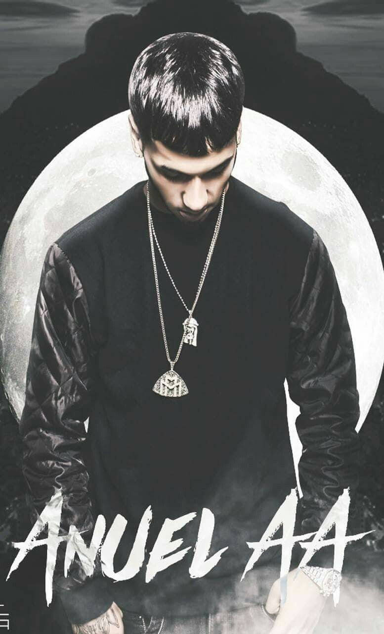 Anuel AA, silver chains, giant moon, HD Phone Wallpaper
