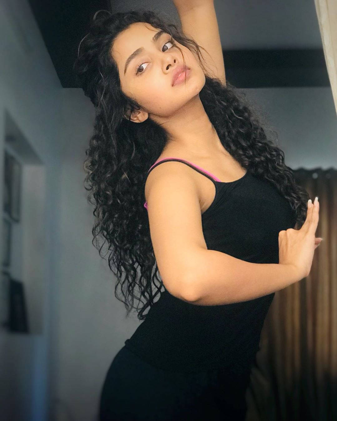 Anupama Parameswaran, black dress, black tank top, HD Phone Wallpaper