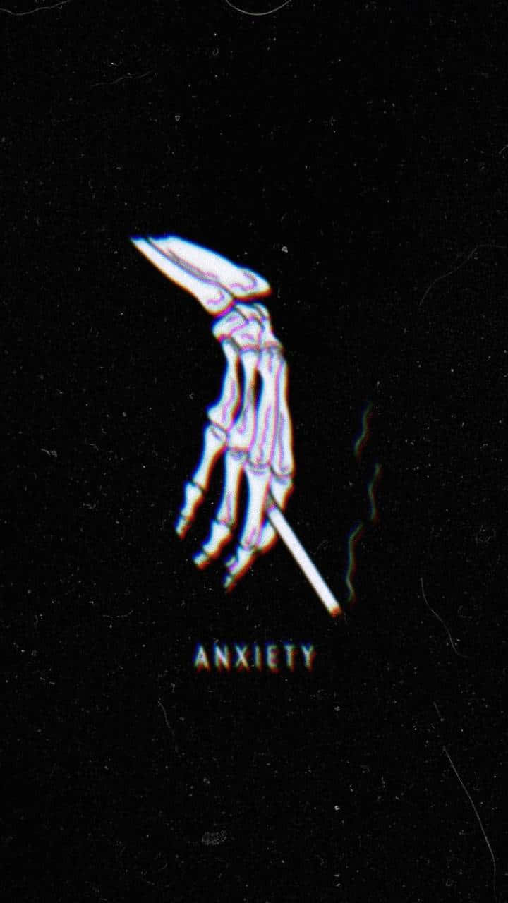 Anxiety iPhone, glitchy skeletal hand, cigarette, HD Phone Wallpaper