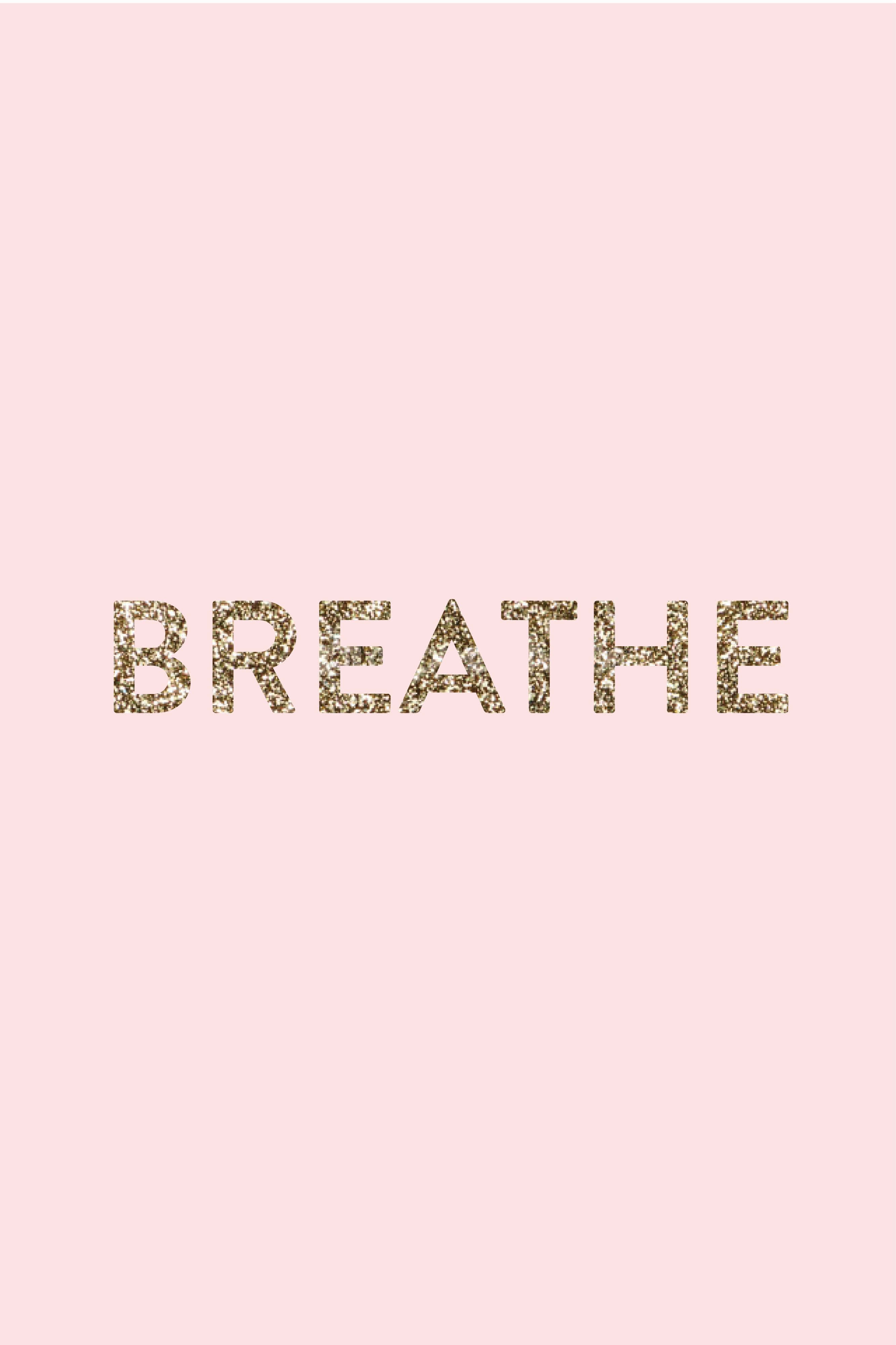 anxiety iphone, glittery gold letters, soft pink background, 4K Phone Wallpaper