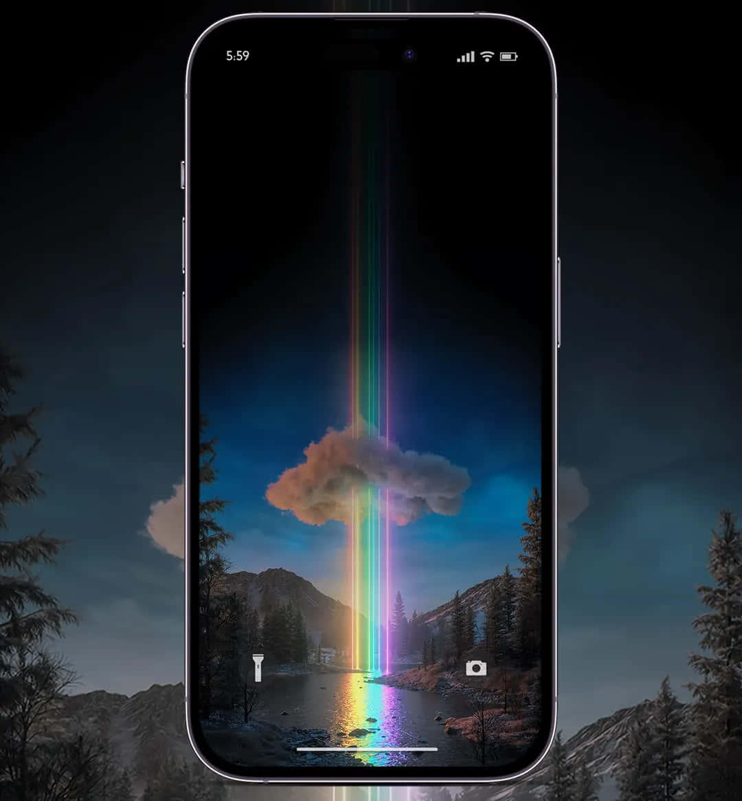 Aesthetic iPhone Horror, smartphone, surreal rainbow beam, SD Phone Wallpaper