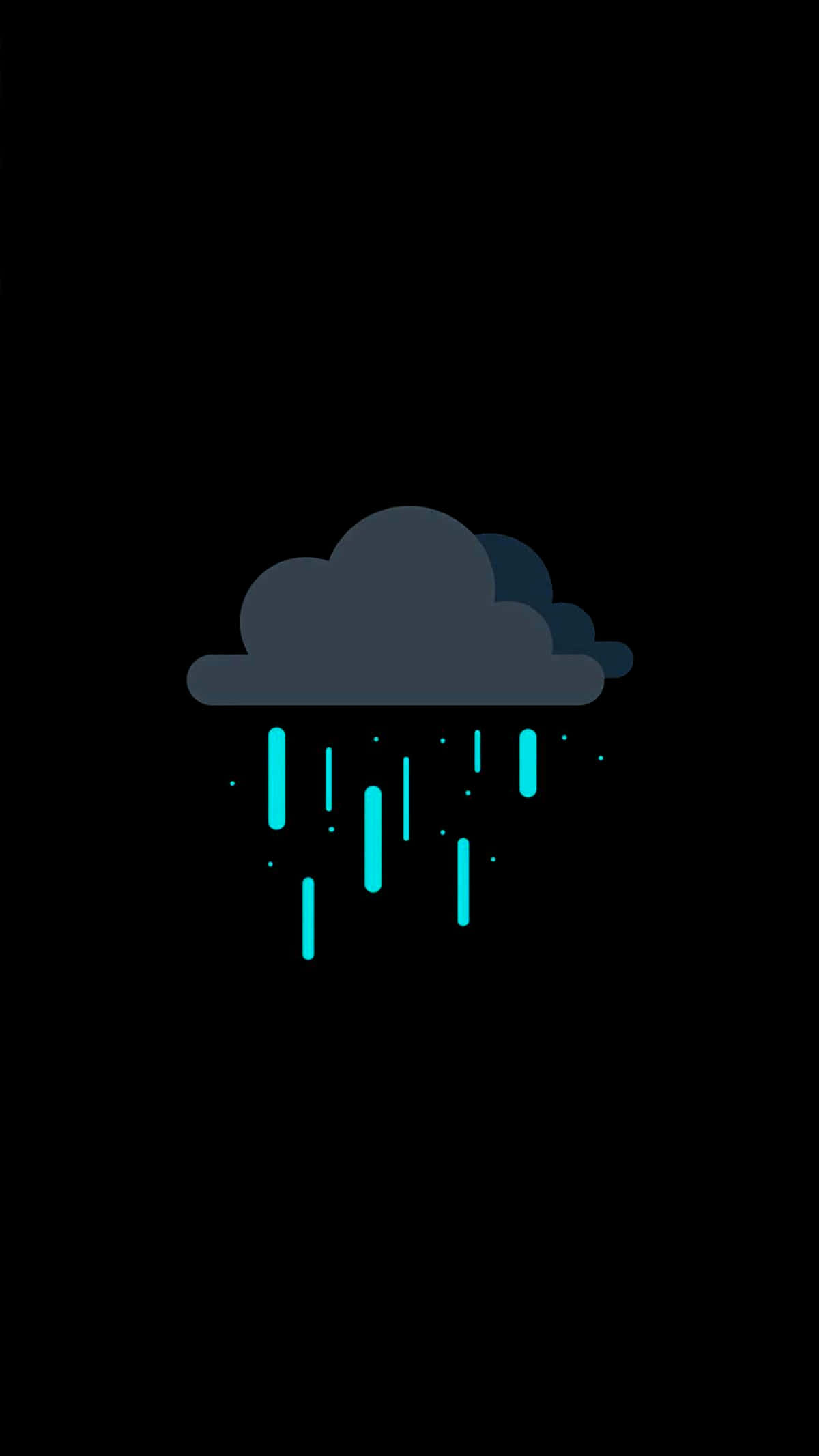 Sick iPhone, glowing cyan rain streaks, dark cloud, Full HD Phone Wallpaper