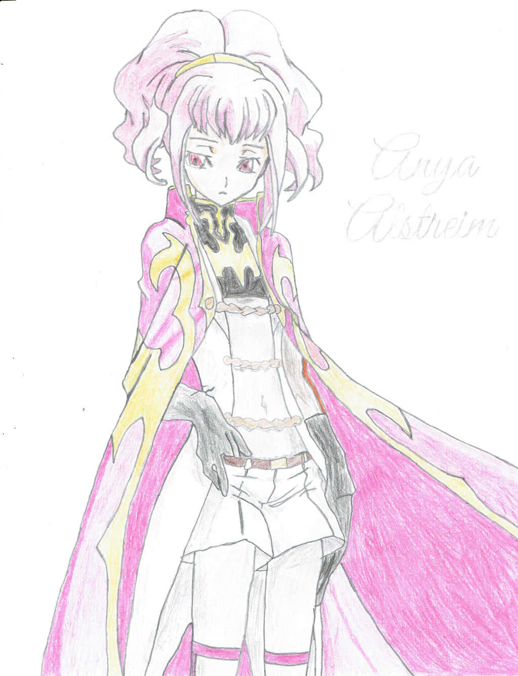 Anya Alstreim, pink hair, pink and yellow cape, HD Phone Wallpaper