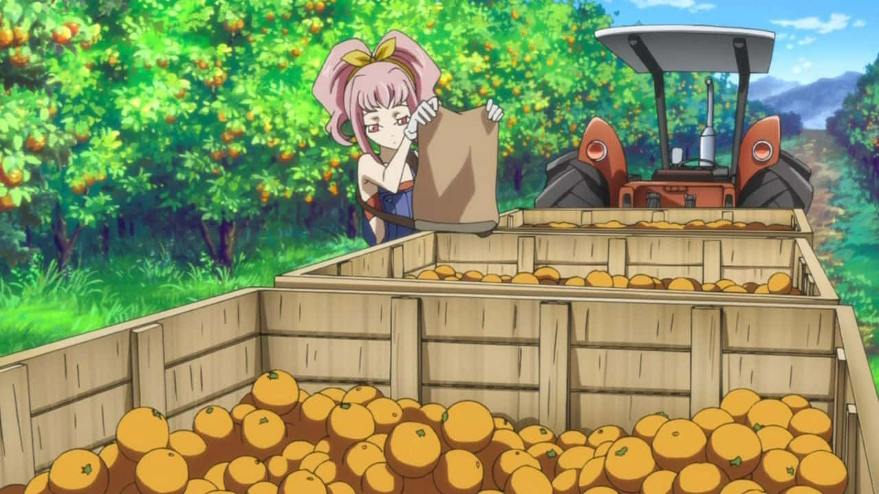 Anya Alstreim, pink-haired anime girl, sunny orchard, HD Desktop Wallpaper