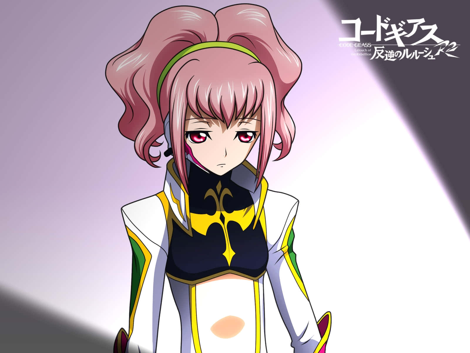 Anya Alstreim, pink-haired anime girl, white and yellow uniform, HD Desktop Wallpaper
