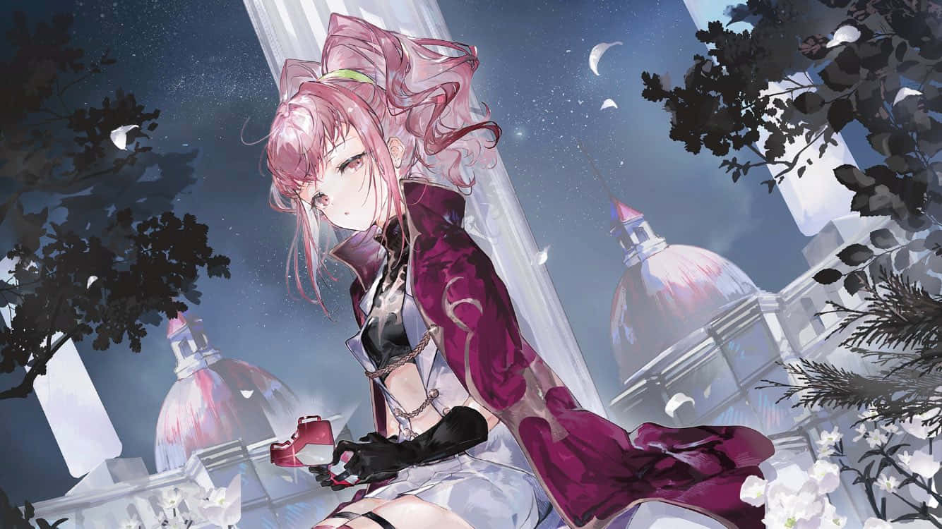 Anya Alstreim, pink-haired anime girl, purple coat, HD Desktop Wallpaper
