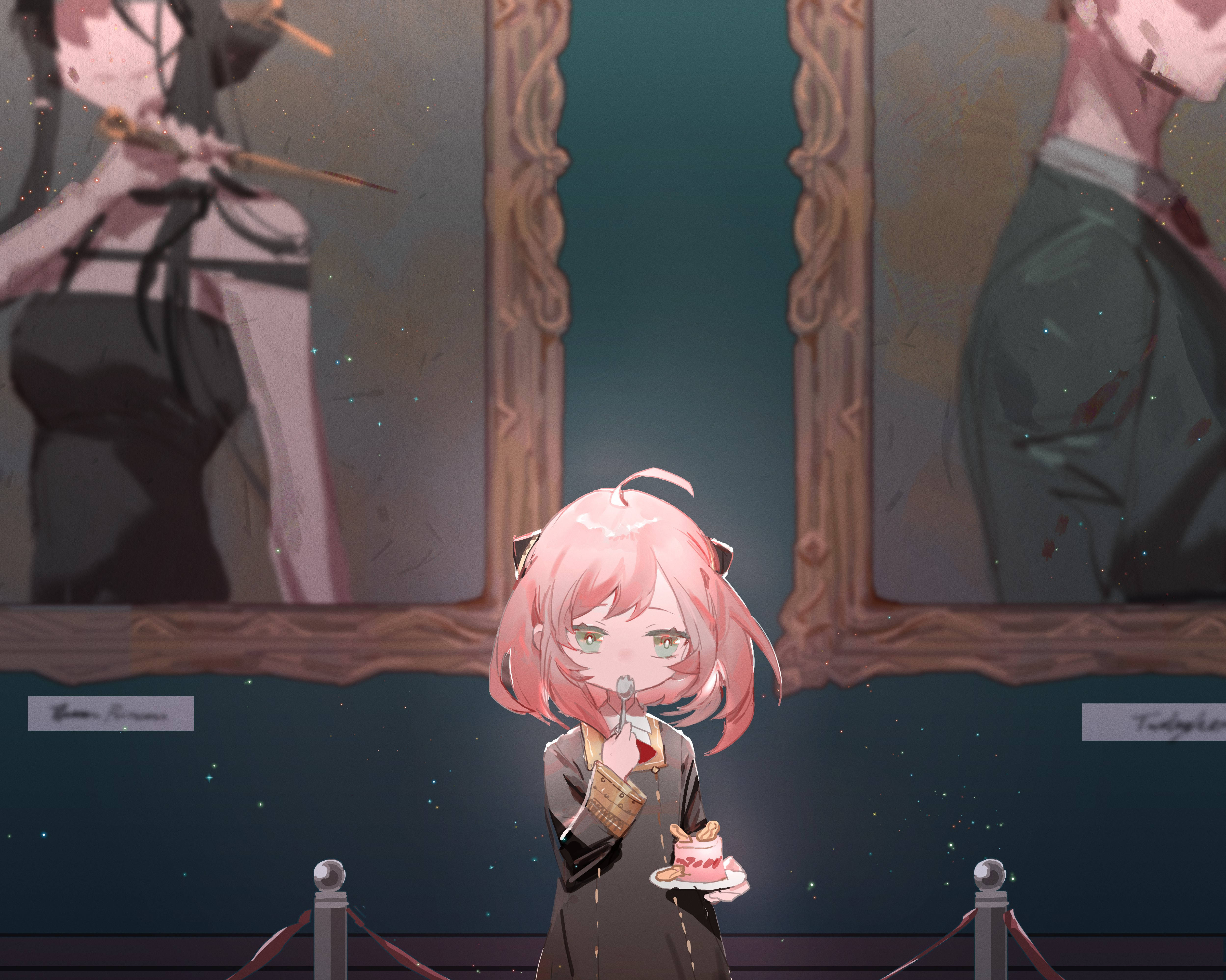 Anya Forger, pink-haired, dark uniform, 4K Desktop Wallpaper
