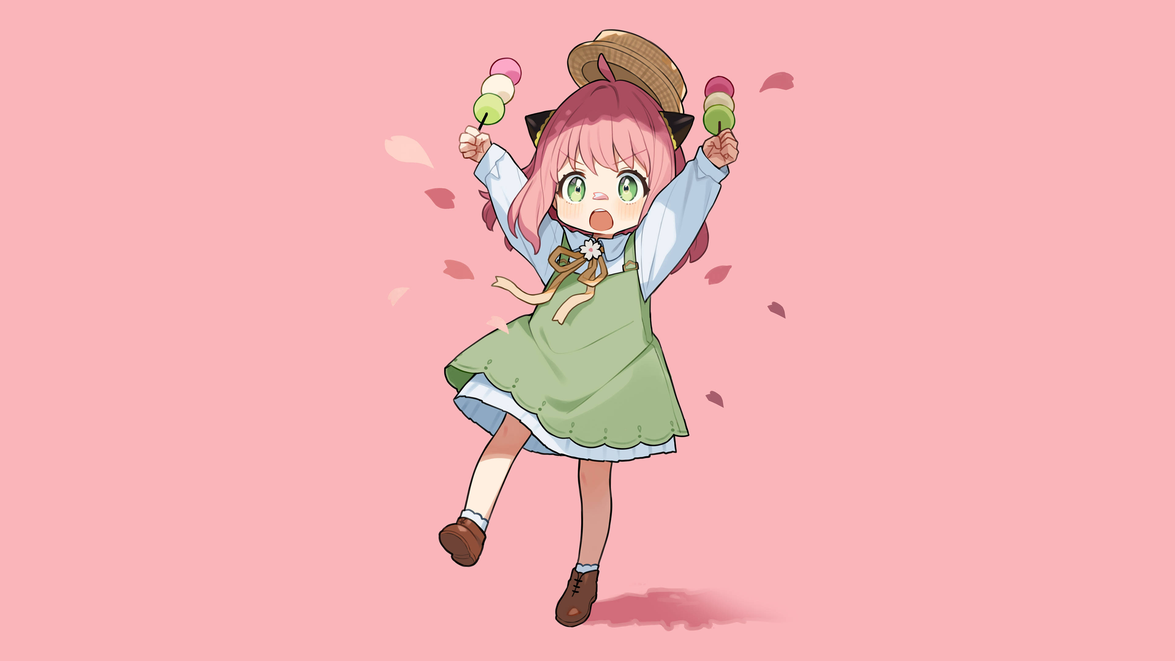Anya Forger, hanami dango, pink hair, 4K Desktop Wallpaper