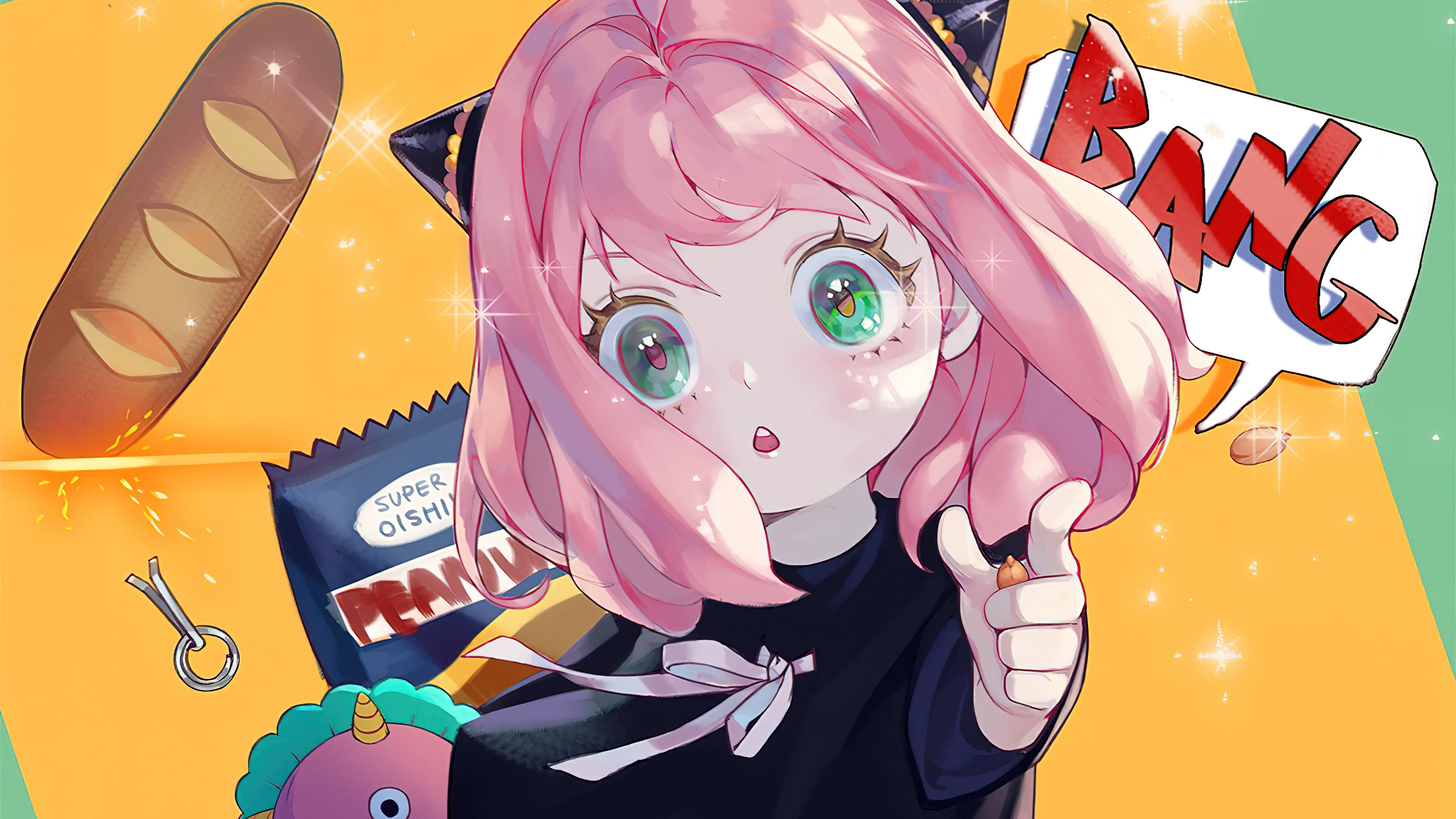 Anya Forger, pink hair, green eyes, 4K Desktop Wallpaper