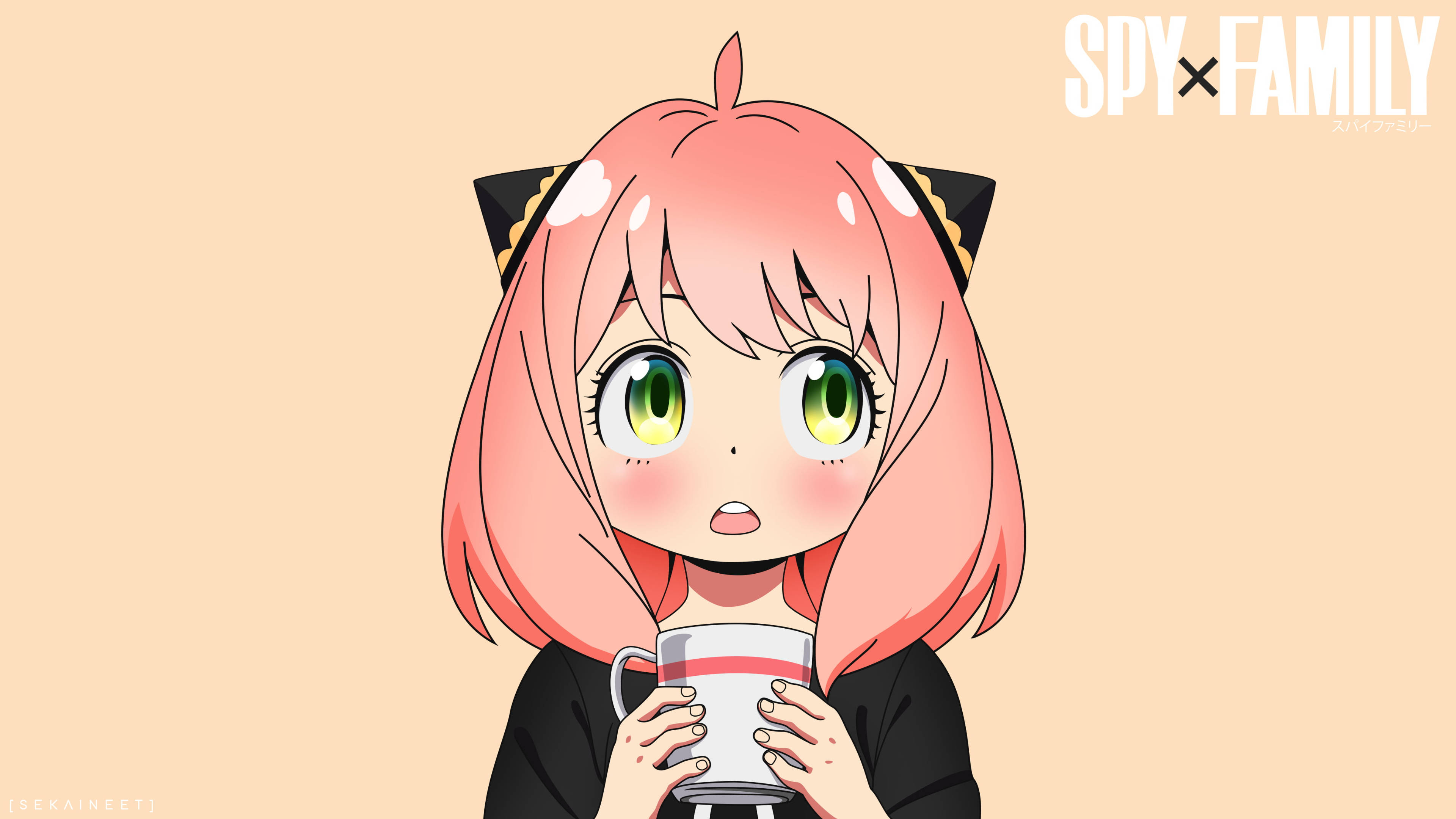 Anya Forger, pink-haired, cat ears, 4K Desktop Wallpaper