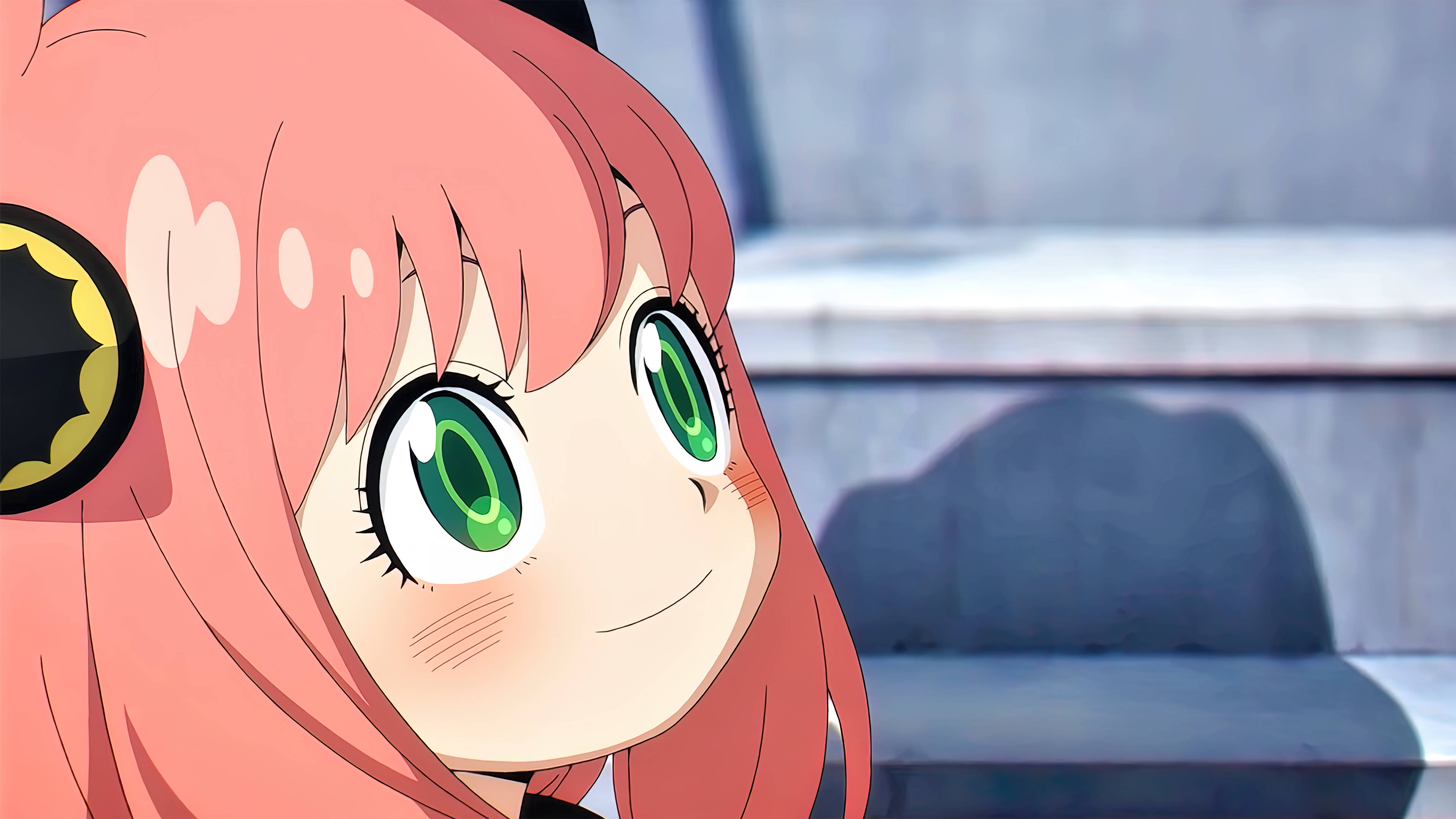 Anya Forger, pink hair, green eyes, 4K Desktop Wallpaper