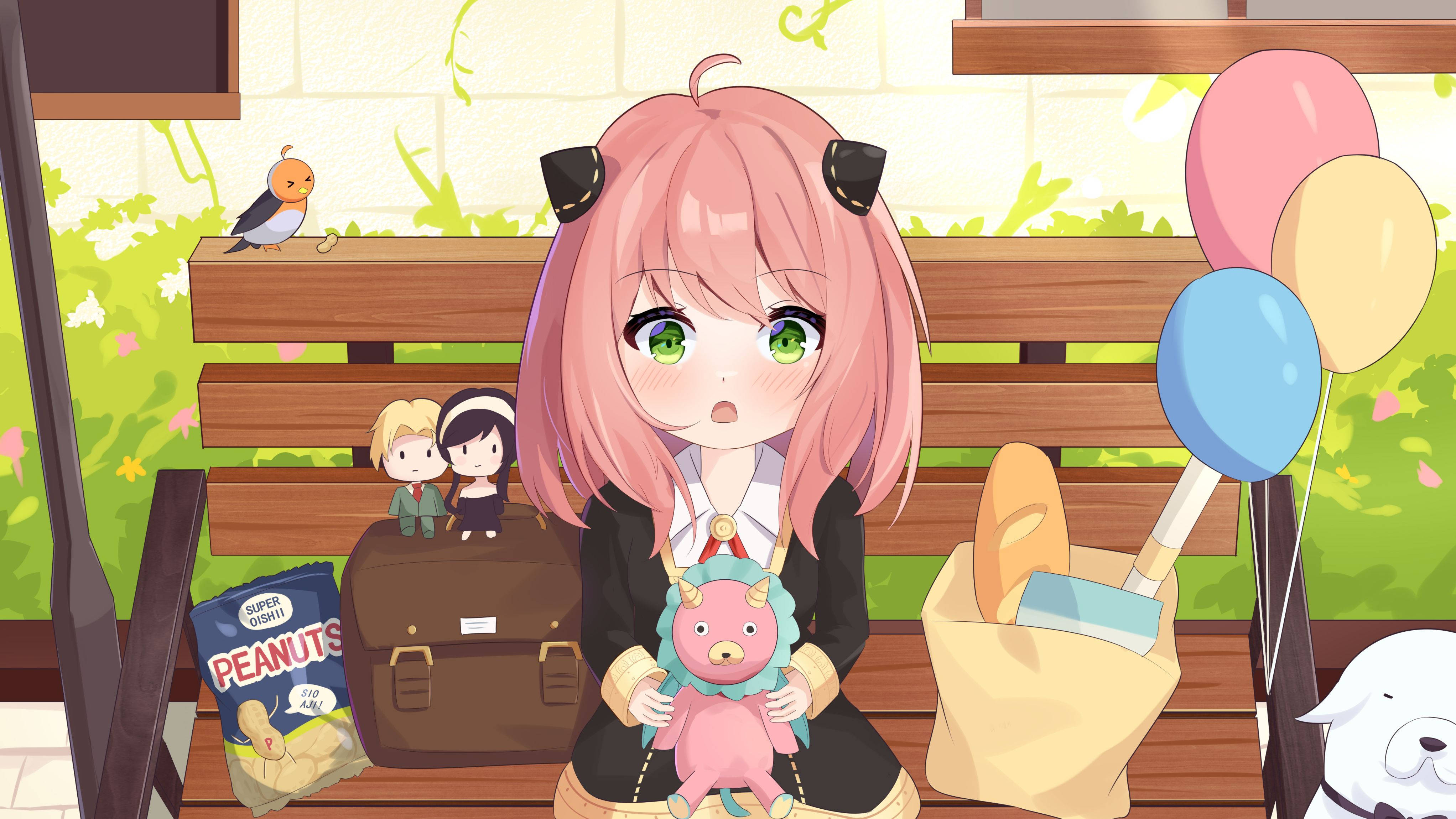 Anya Forger, pink-haired, green eyes, 4K Desktop Wallpaper