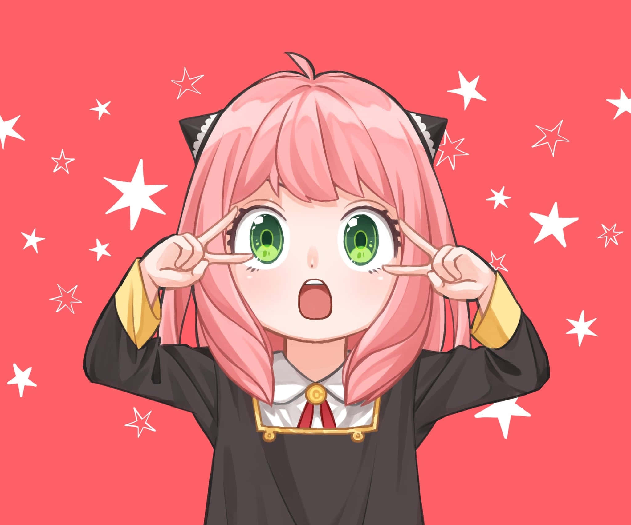 Anya, pink hair, cat ears, Full HD Desktop Wallpaper