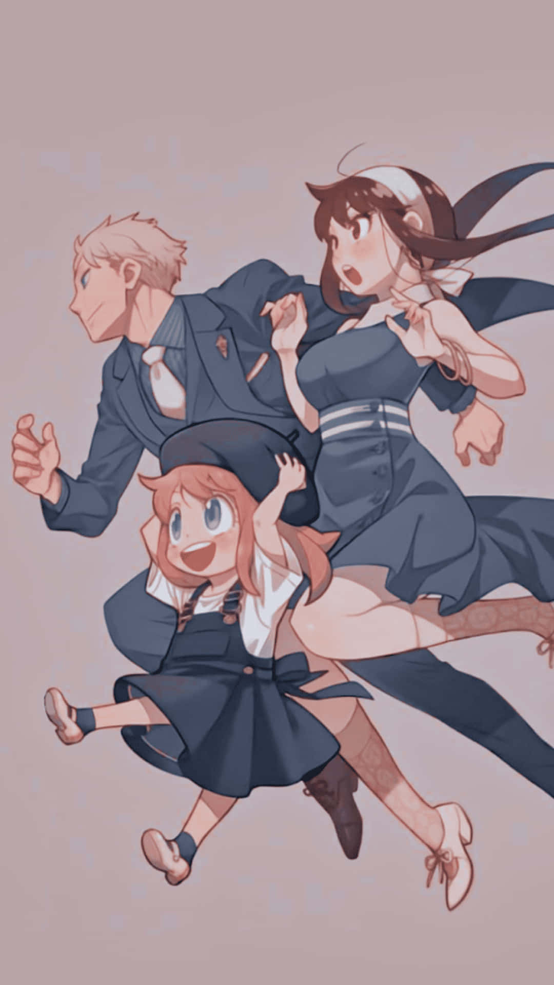 Anya Spy X Family, formal attire, three people, Full HD Phone Wallpaper