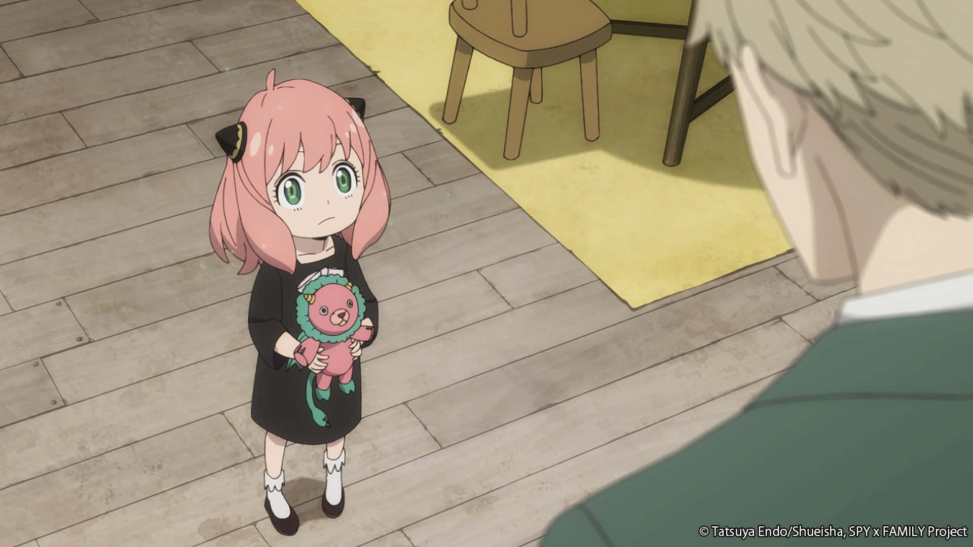 Anya Spy X Family, pink-haired anime girl, black dress, Full HD Desktop Wallpaper