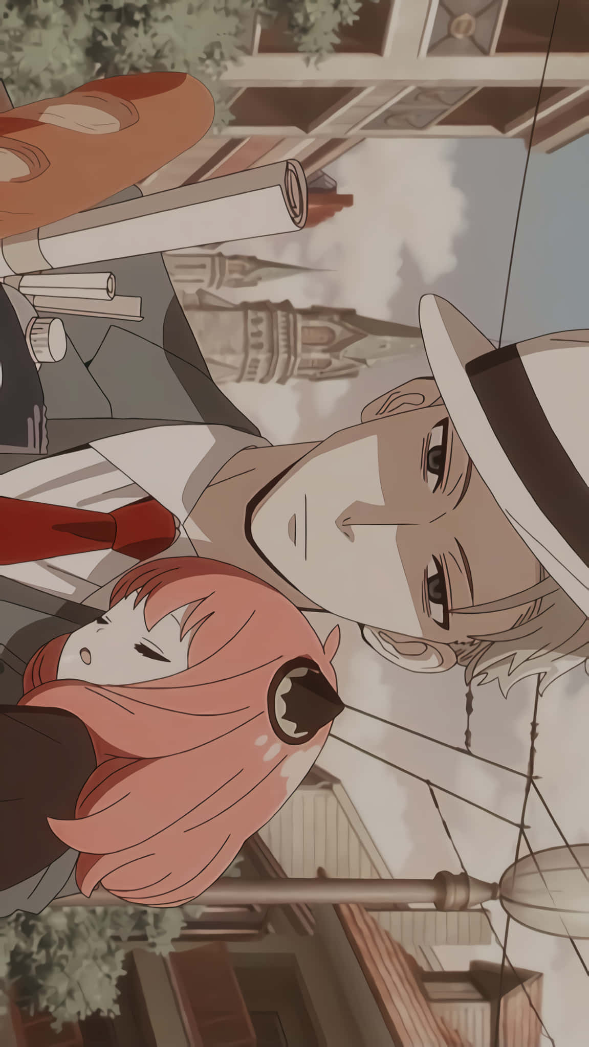 Anya Spy X Family, pink-haired girl, man in a hat, Full HD Phone Wallpaper