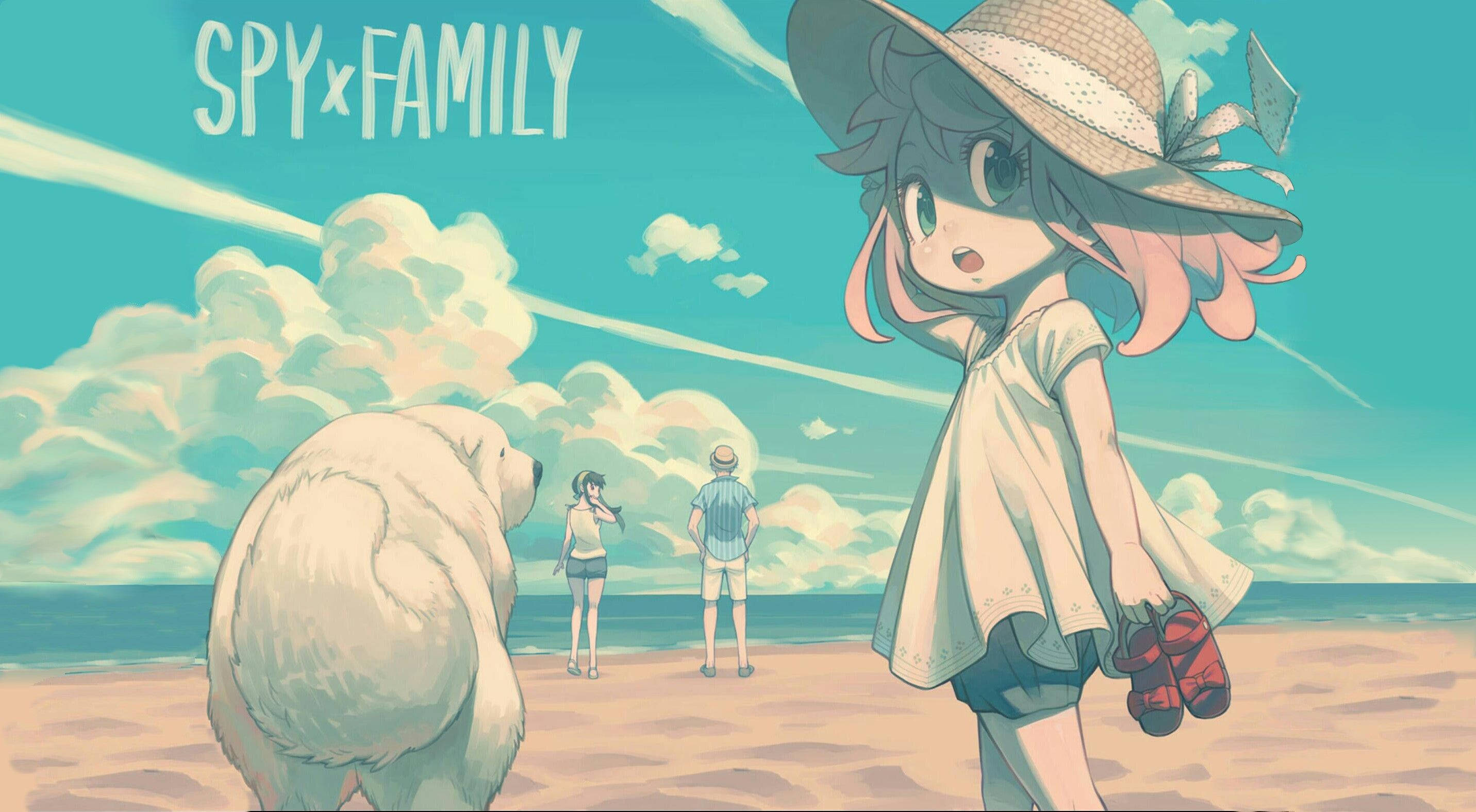 Spy X Family, beach, straw hat, 2K Desktop Wallpaper