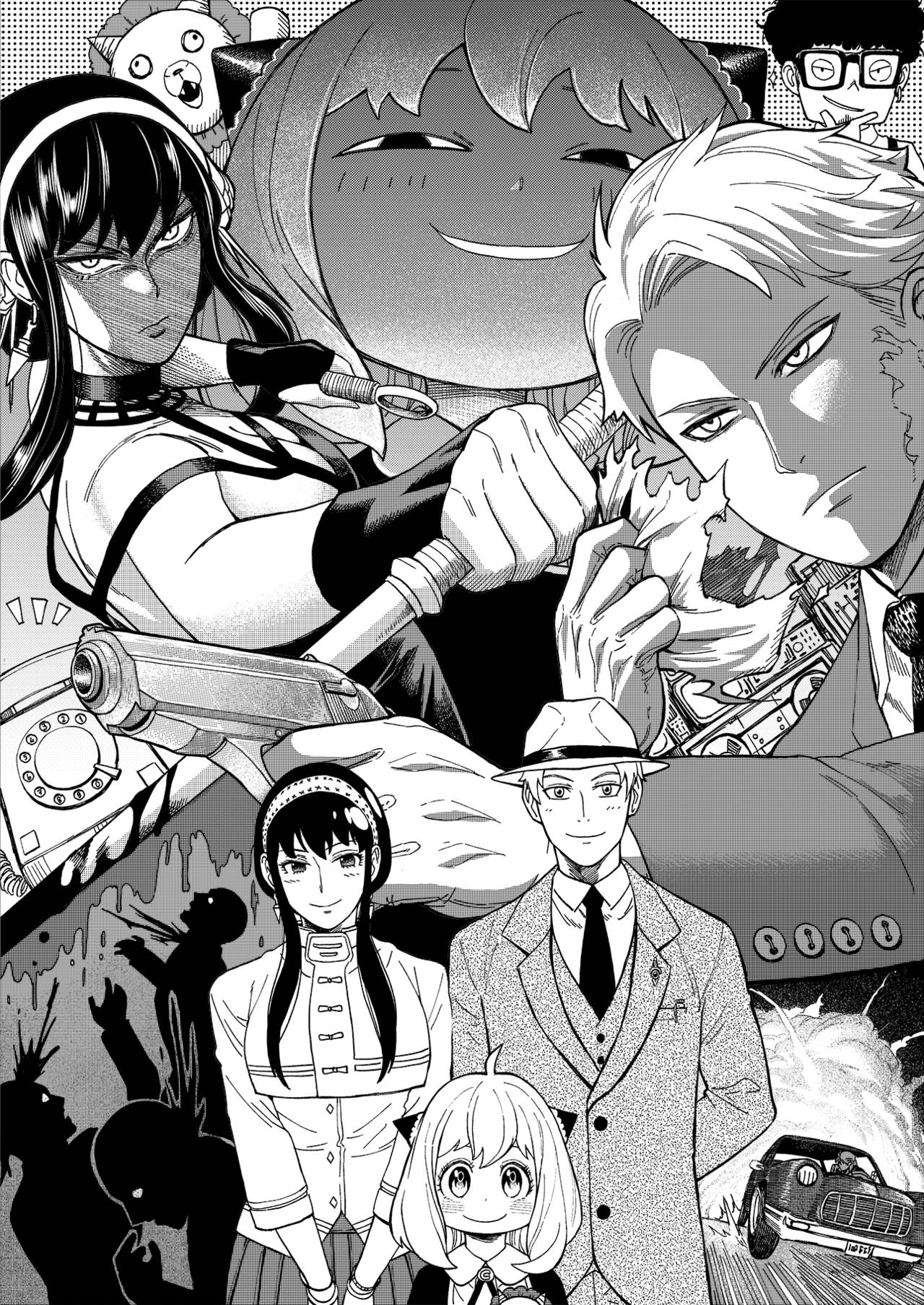 Spy X Family, greyscale manga, manga panel, HD Phone Wallpaper