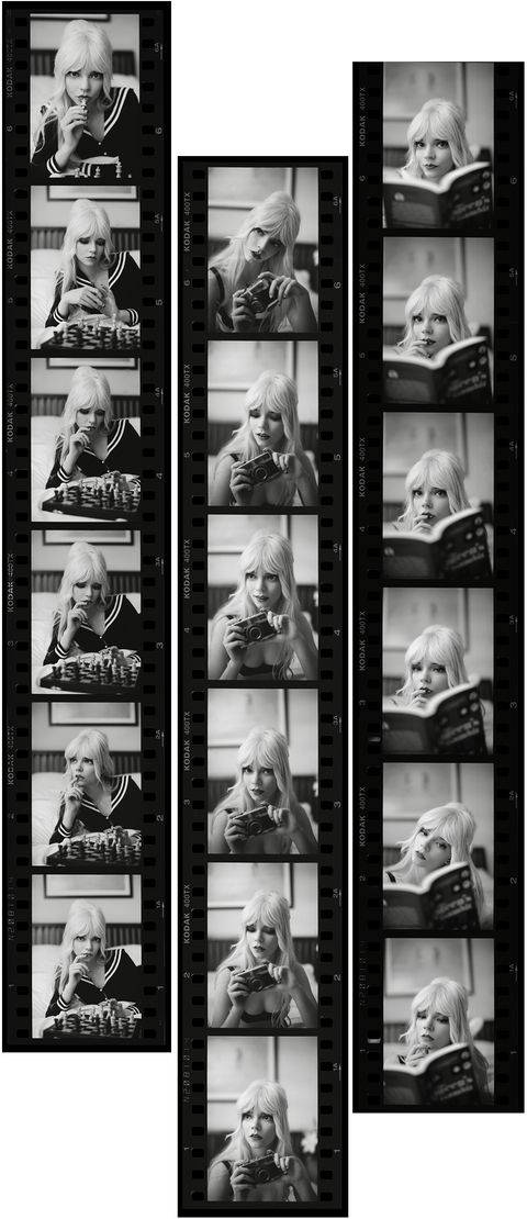 Anya Taylor-Joy, film strip, blonde woman, SD Phone Wallpaper