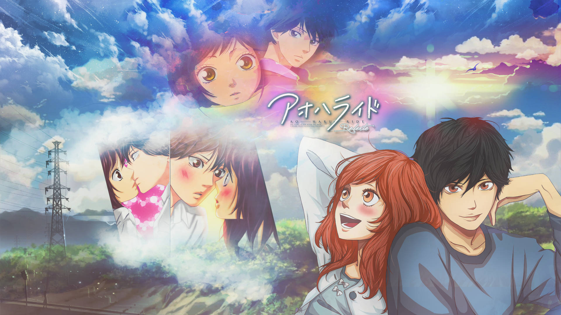 Ao Haru Ride, Yoshioka Futaba, dreamy sky, Full HD Desktop Wallpaper