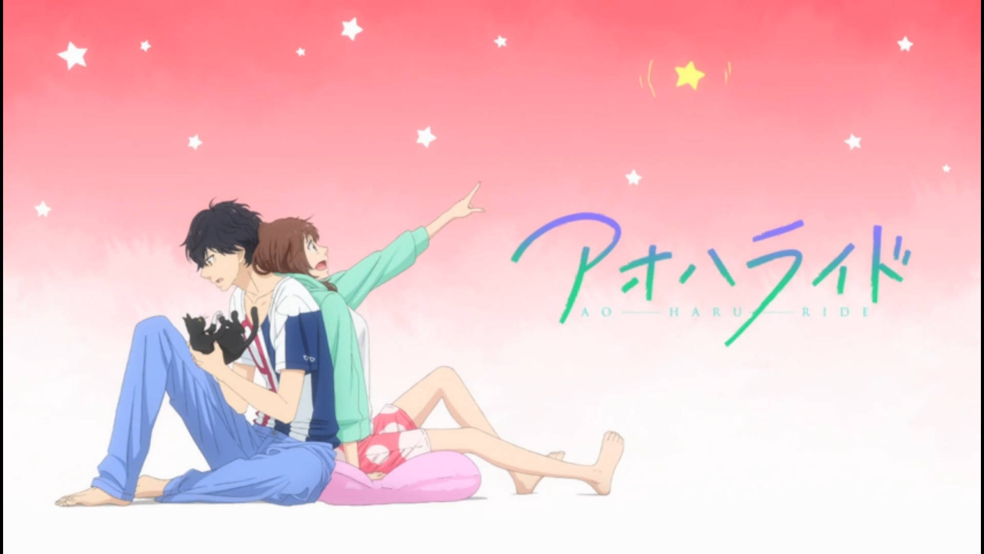 Ao Haru Ride, Yoshioka Futaba, pink cushion, Full HD Desktop Wallpaper