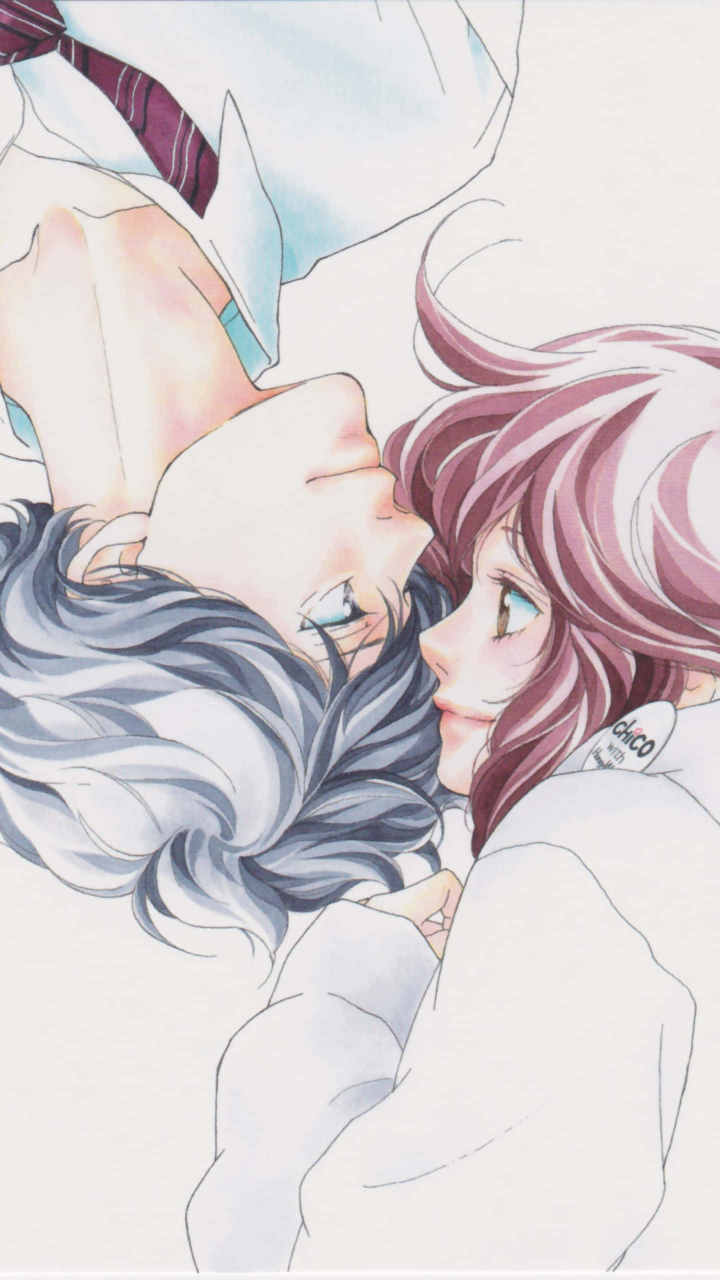 Ao Haru Ride, anime couple, white school uniforms, 2K Phone Wallpaper