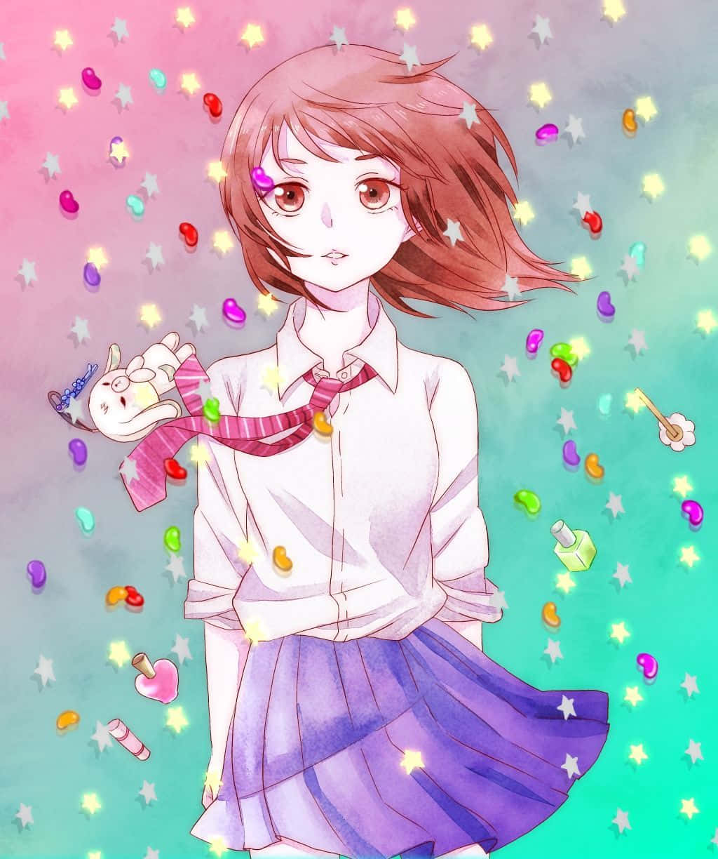Ao Haru Ride, Yoshioka Futaba, pastel gradient background, SD Phone Wallpaper