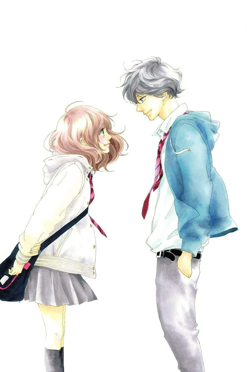 Ao Haru Ride, pink-haired girl, gray-haired boy, HD Phone Wallpaper