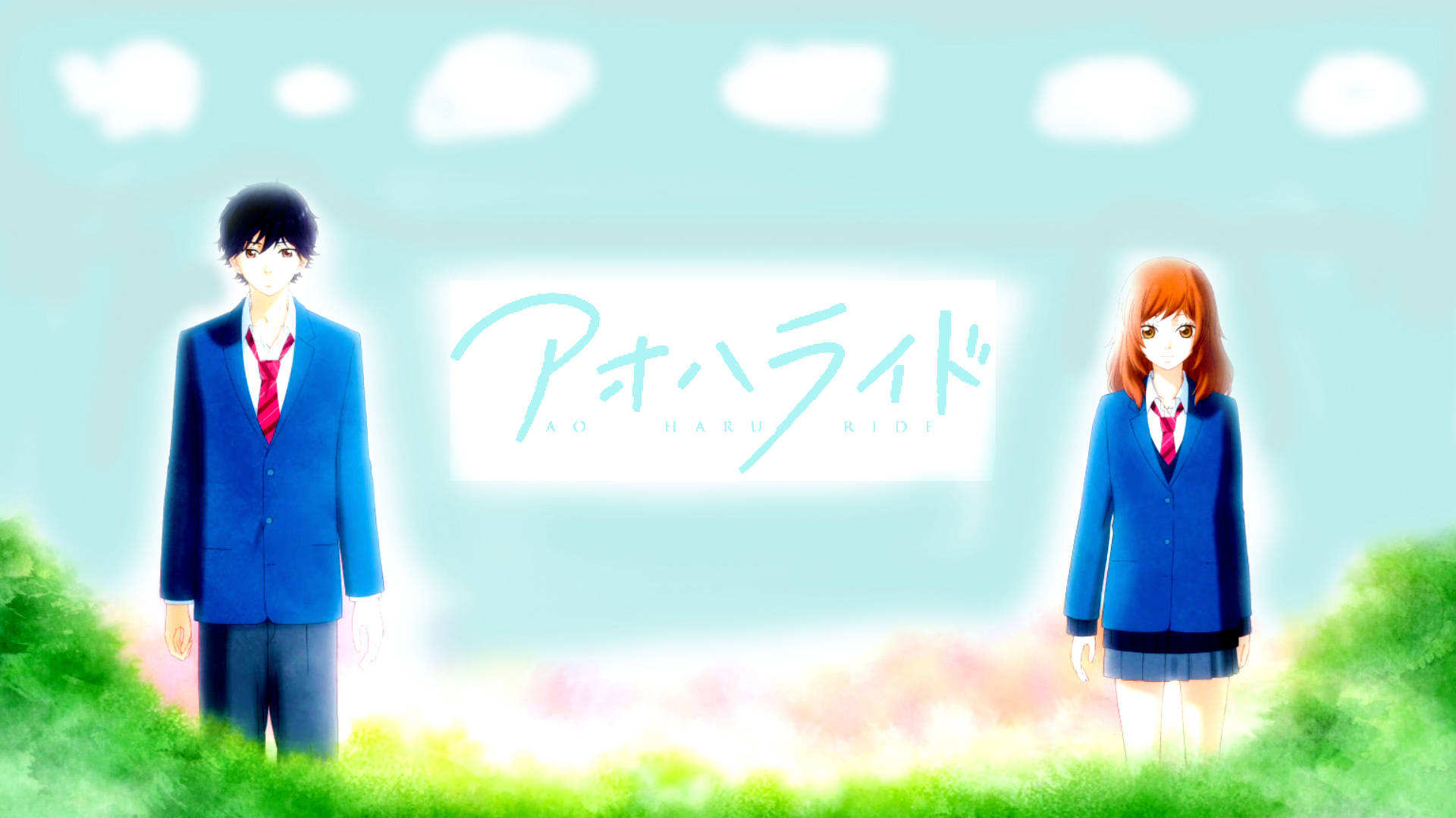 Ao Haru Ride, blue uniforms, grassy hills, Full HD Desktop Wallpaper