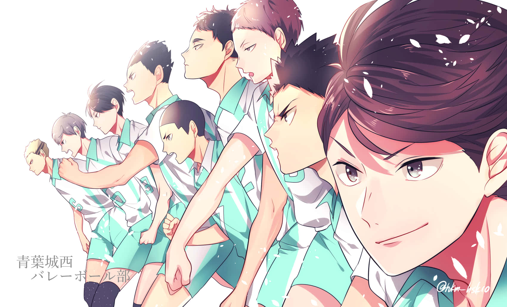 Aoba Johsai, teal and white uniforms, determined expressions, HD Desktop Wallpaper