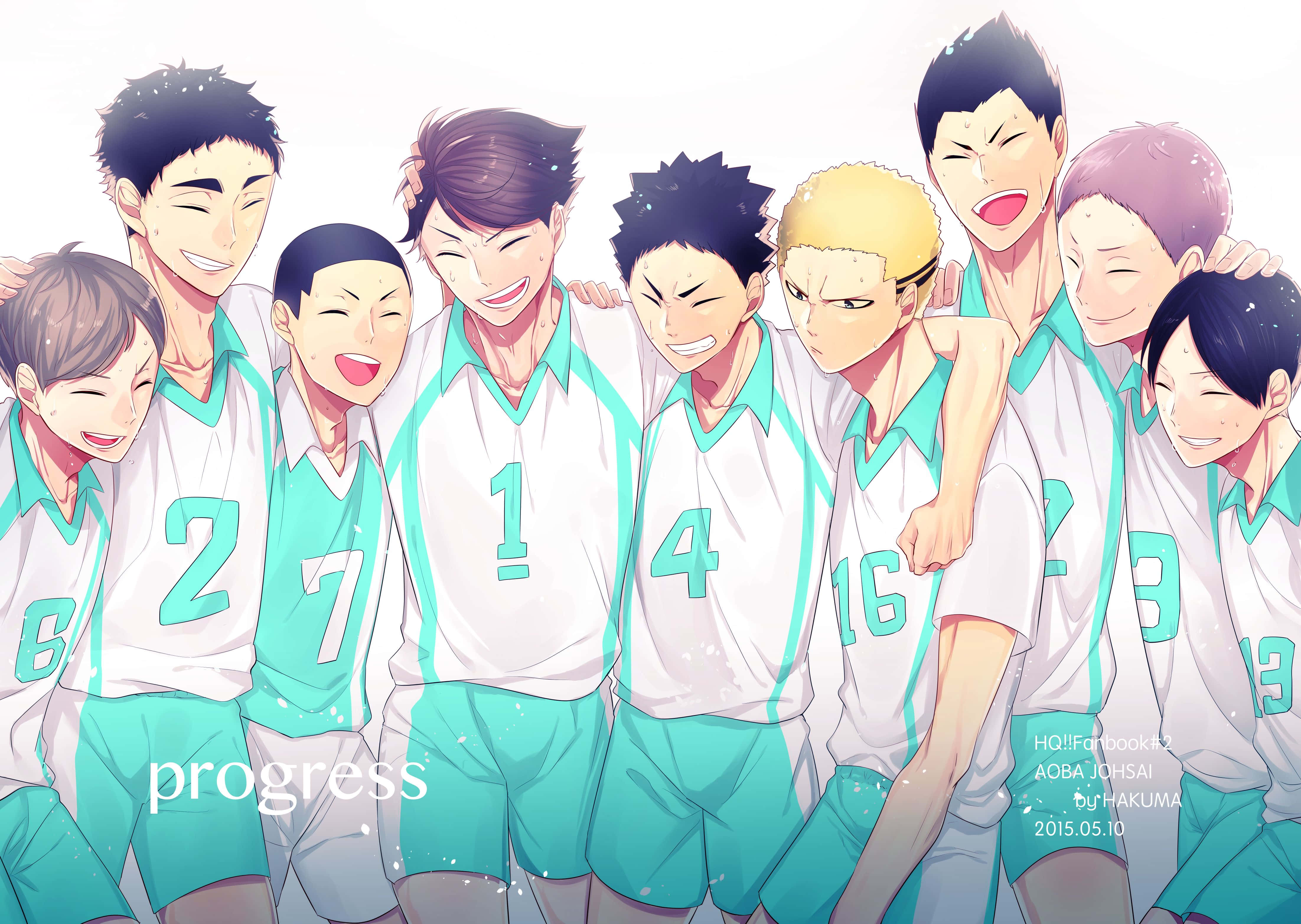 Aoba Johsai, volleyball athletes, white and teal uniforms, 4K Desktop Wallpaper