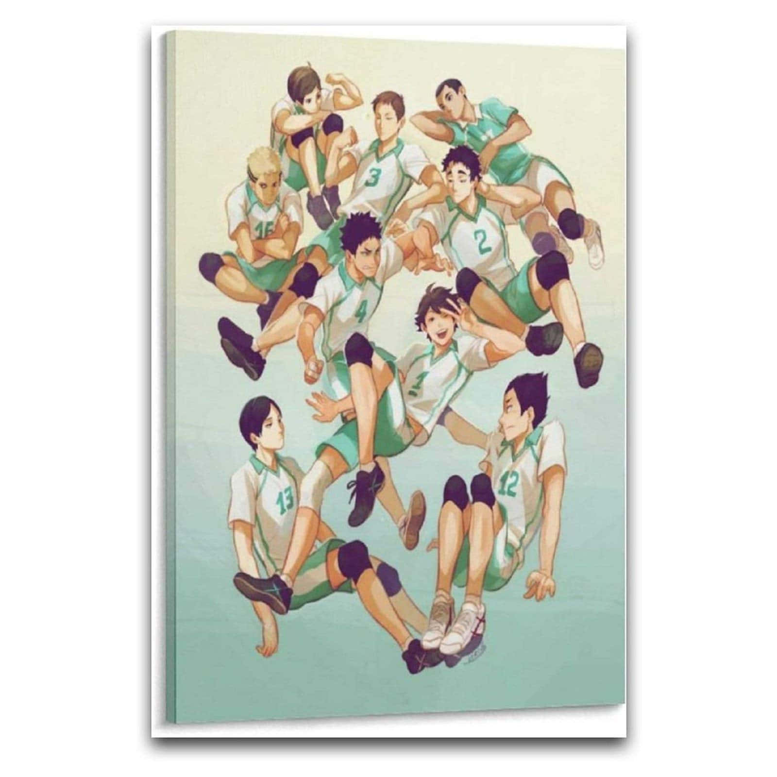 Aoba Johsai, volleyball team, green and white uniforms, HD Desktop Wallpaper
