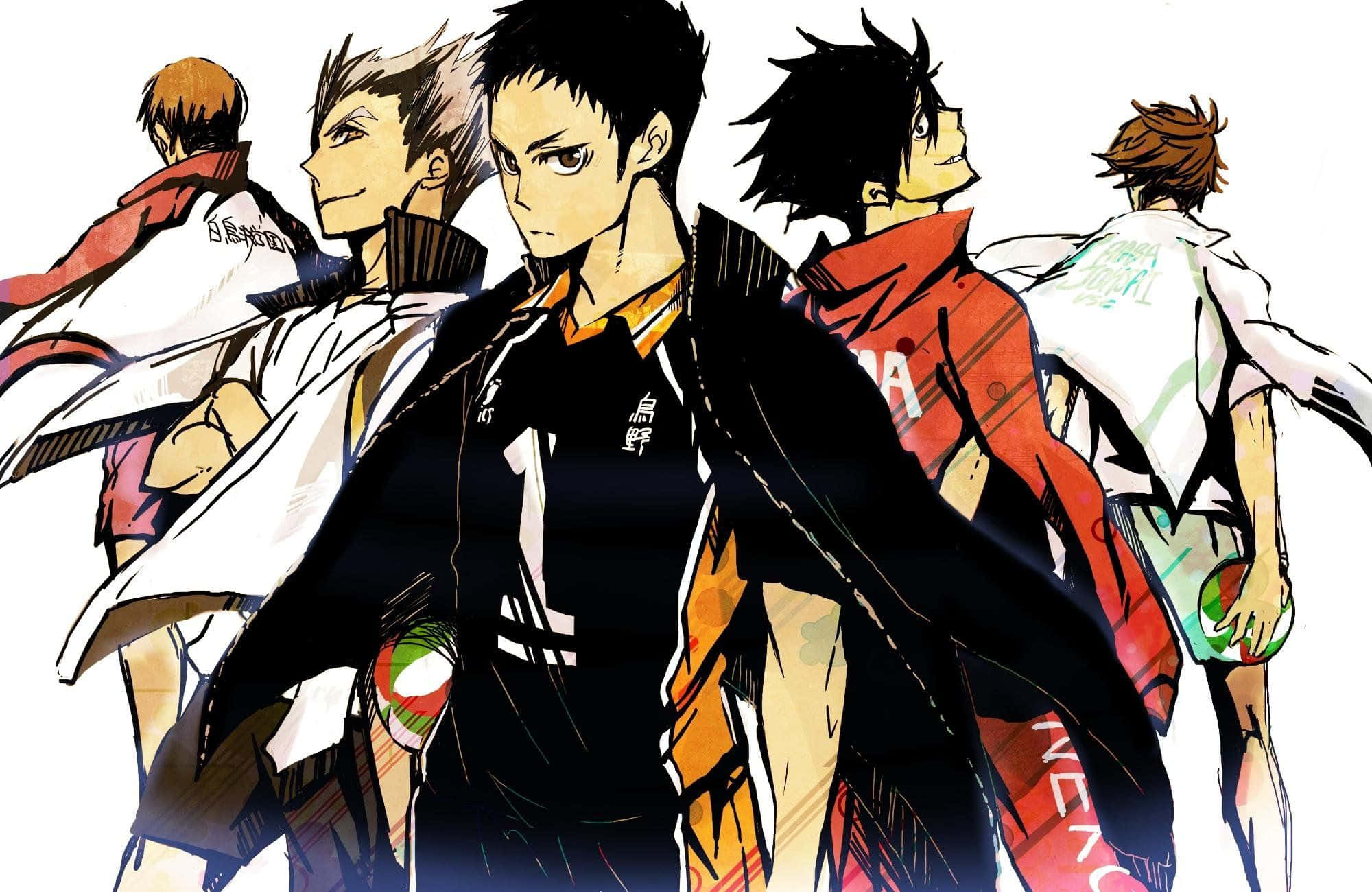Aoba Johsai, anime volleyball players, team uniforms, Full HD Desktop Wallpaper