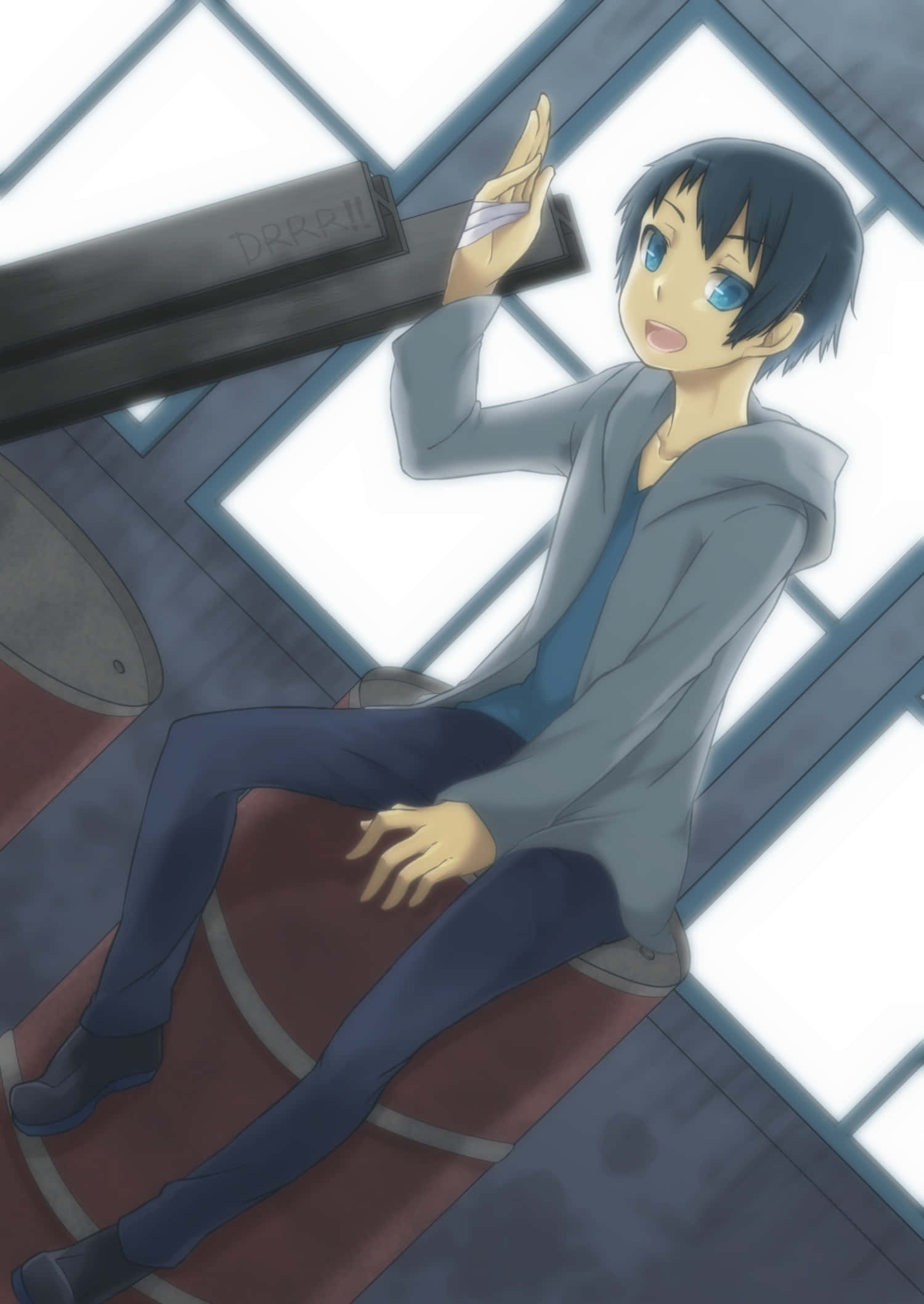 Aoba Kuronuma, blue eyes, red circular platform, Full HD Phone Wallpaper