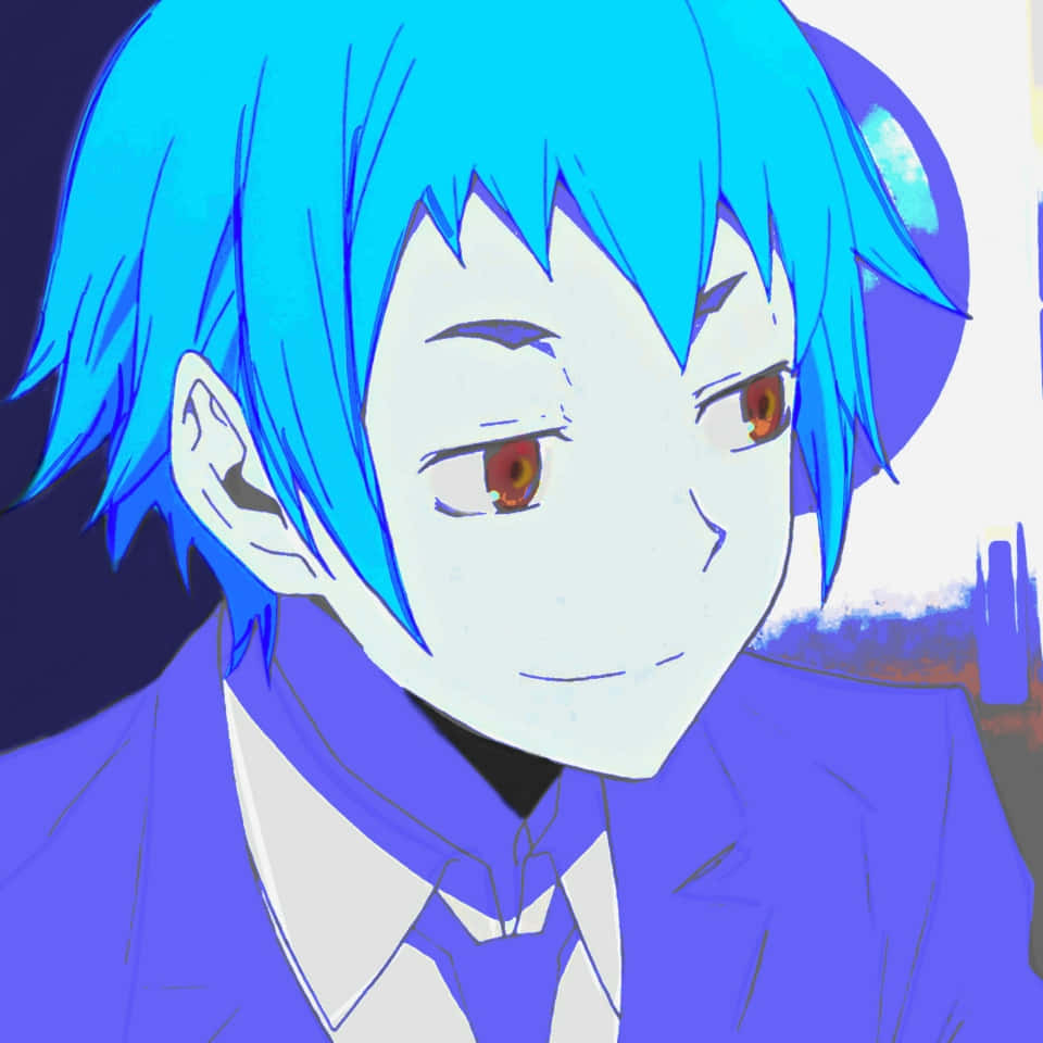 Aoba Kuronuma, vibrant blue hair, red eyes, SD Desktop Wallpaper