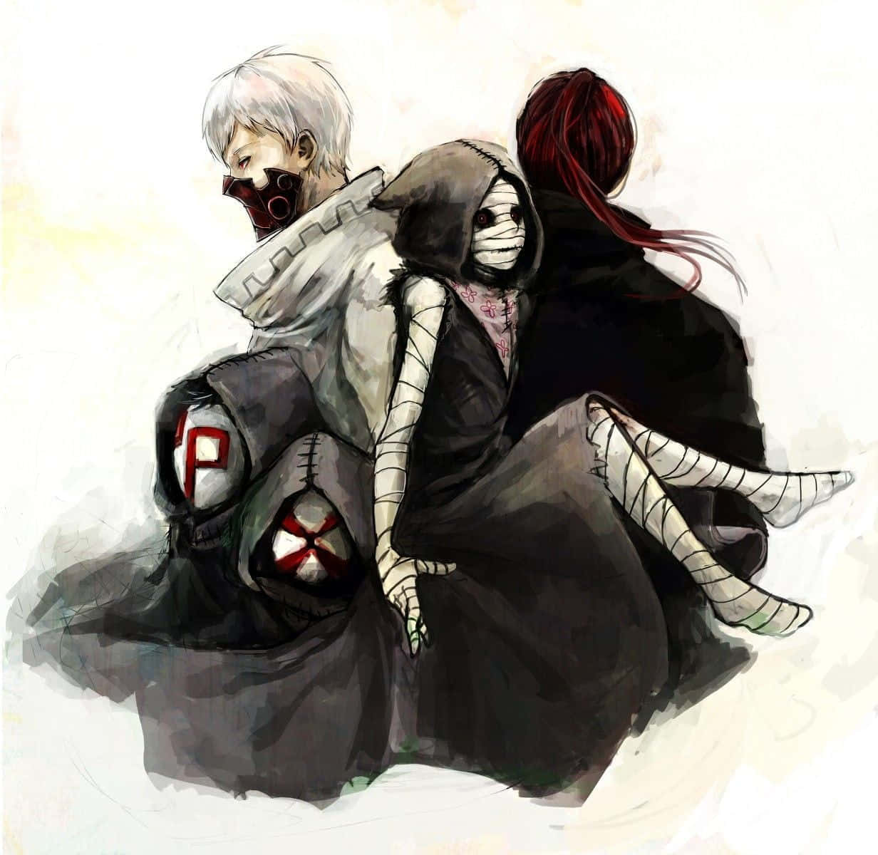 Aogiri Tree, anime characters, stitched masks, SD Desktop Wallpaper