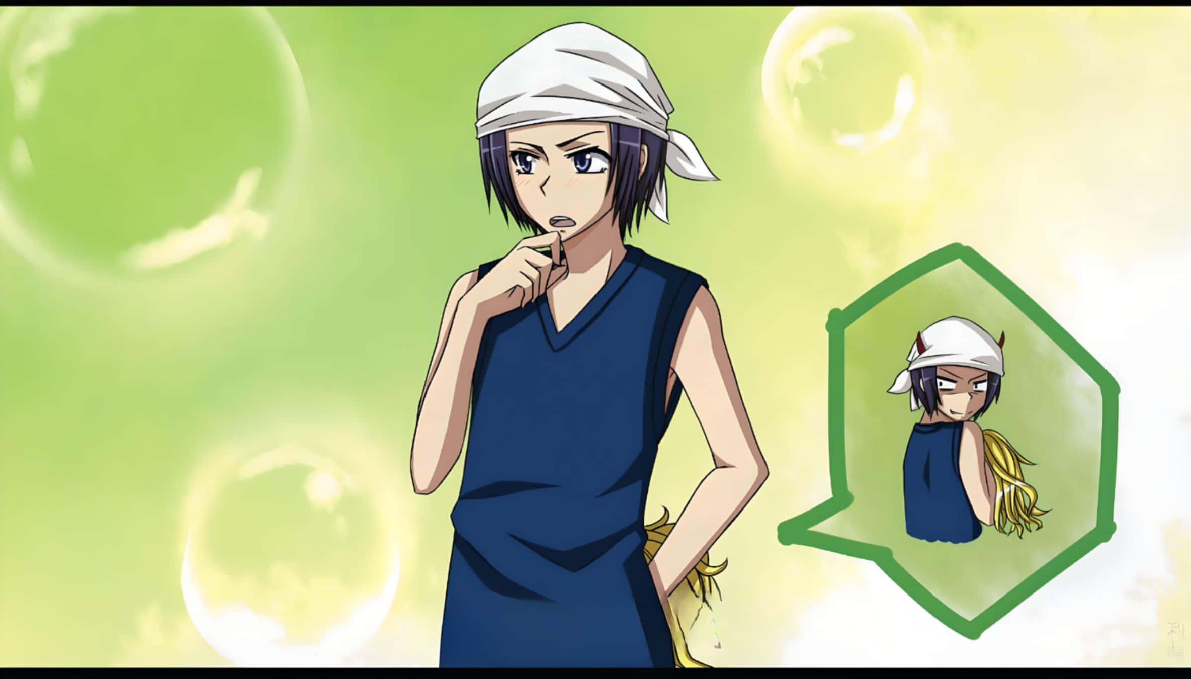 Aoi Hyoudou, white headband, blue top, Full HD Desktop Wallpaper
