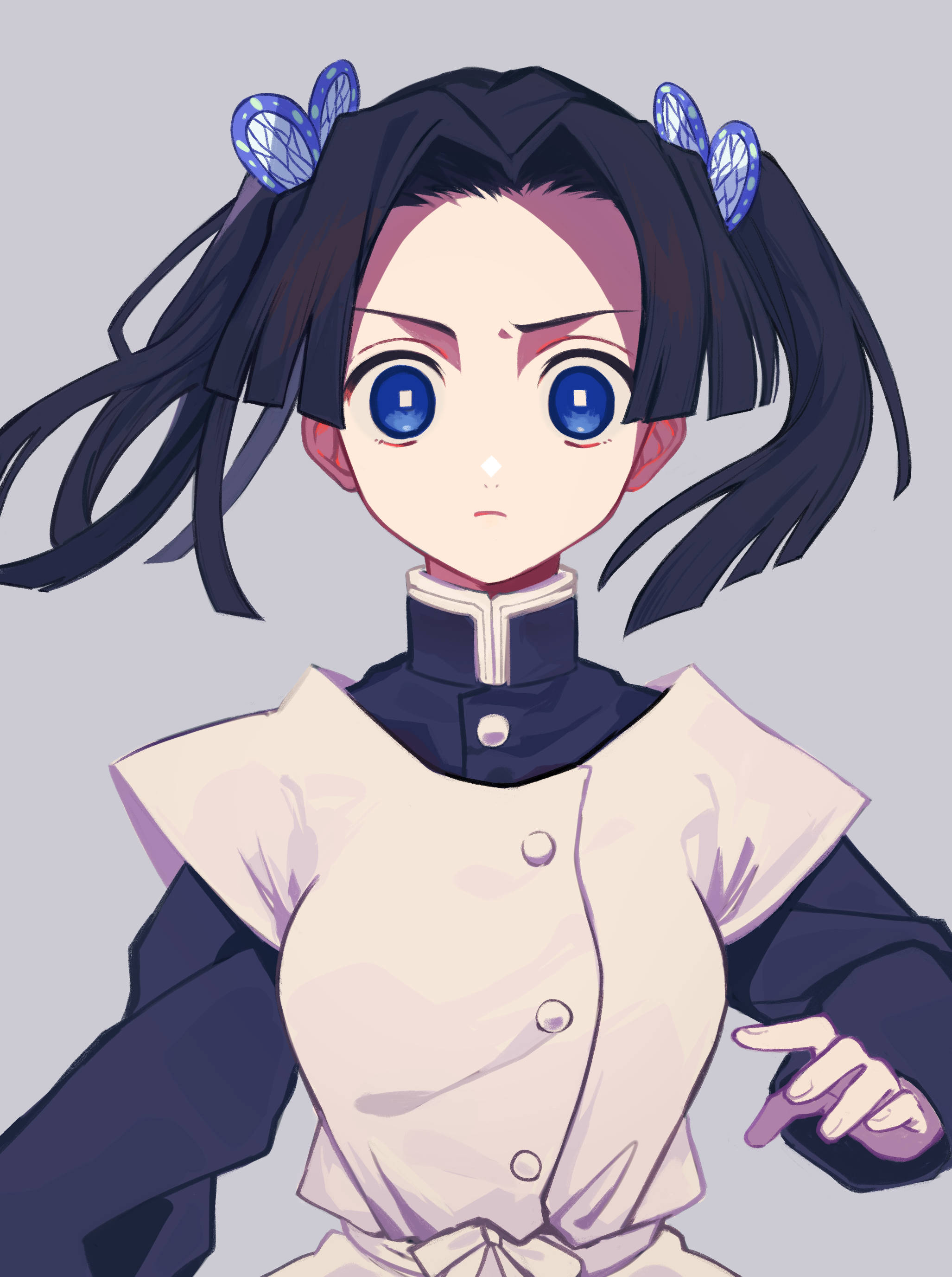 Aoi Kanzaki, dark pigtails, blue eyes, 2K Phone Wallpaper