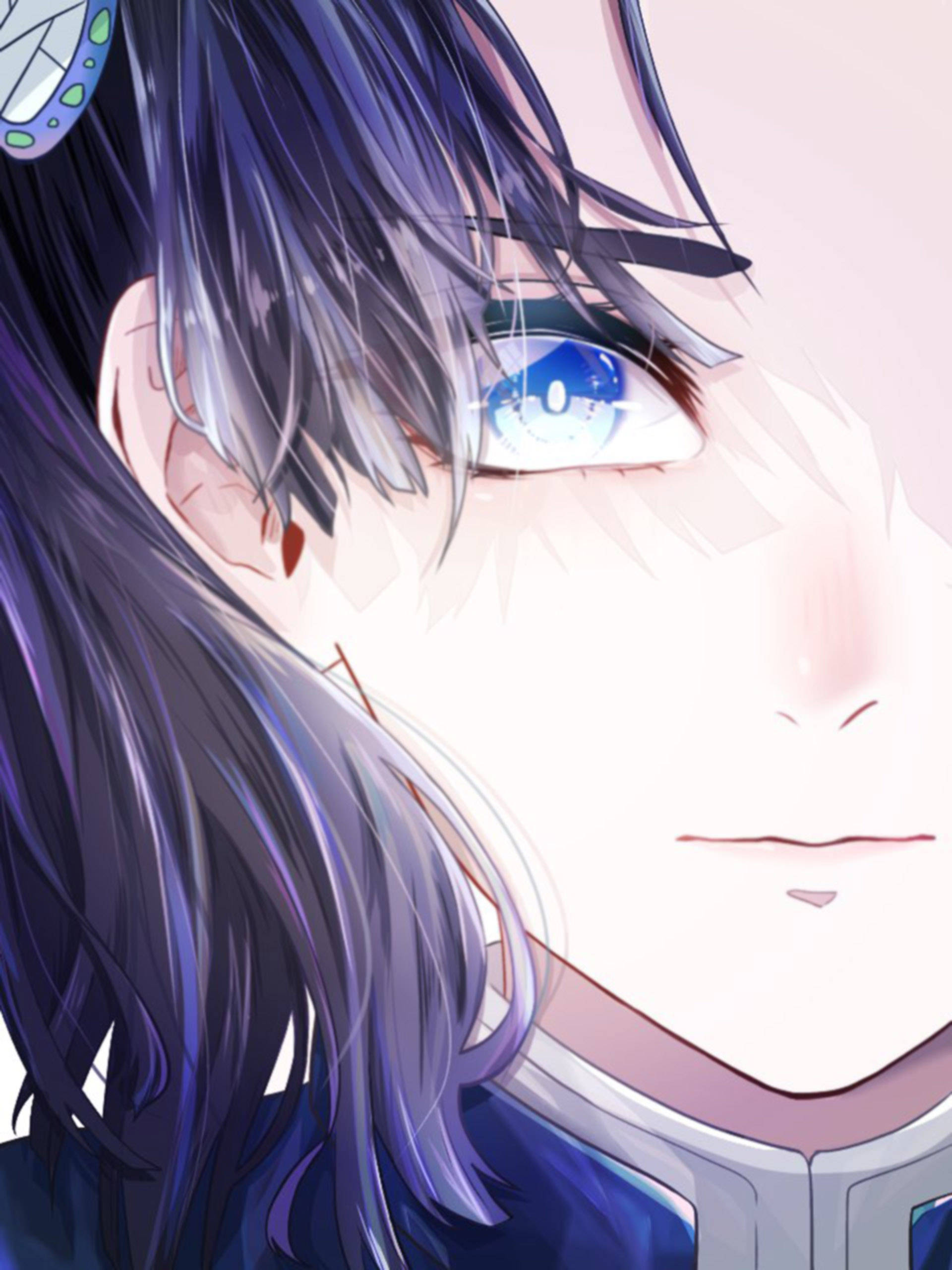Aoi Kanzaki, deep-blue eyes, dark purple hair, 2K Phone Wallpaper