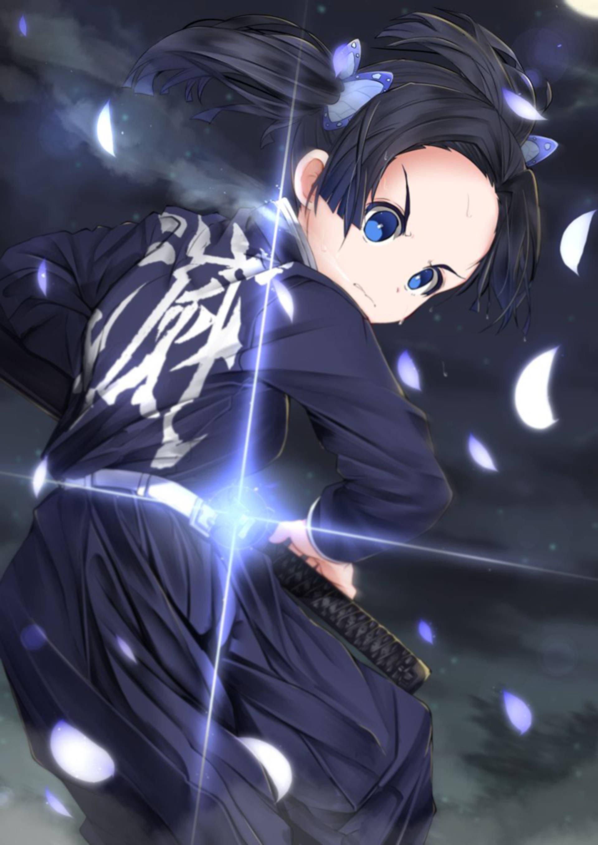 Aoi Kanzaki, glowing sword, moonlit night sky, 2K Phone Wallpaper