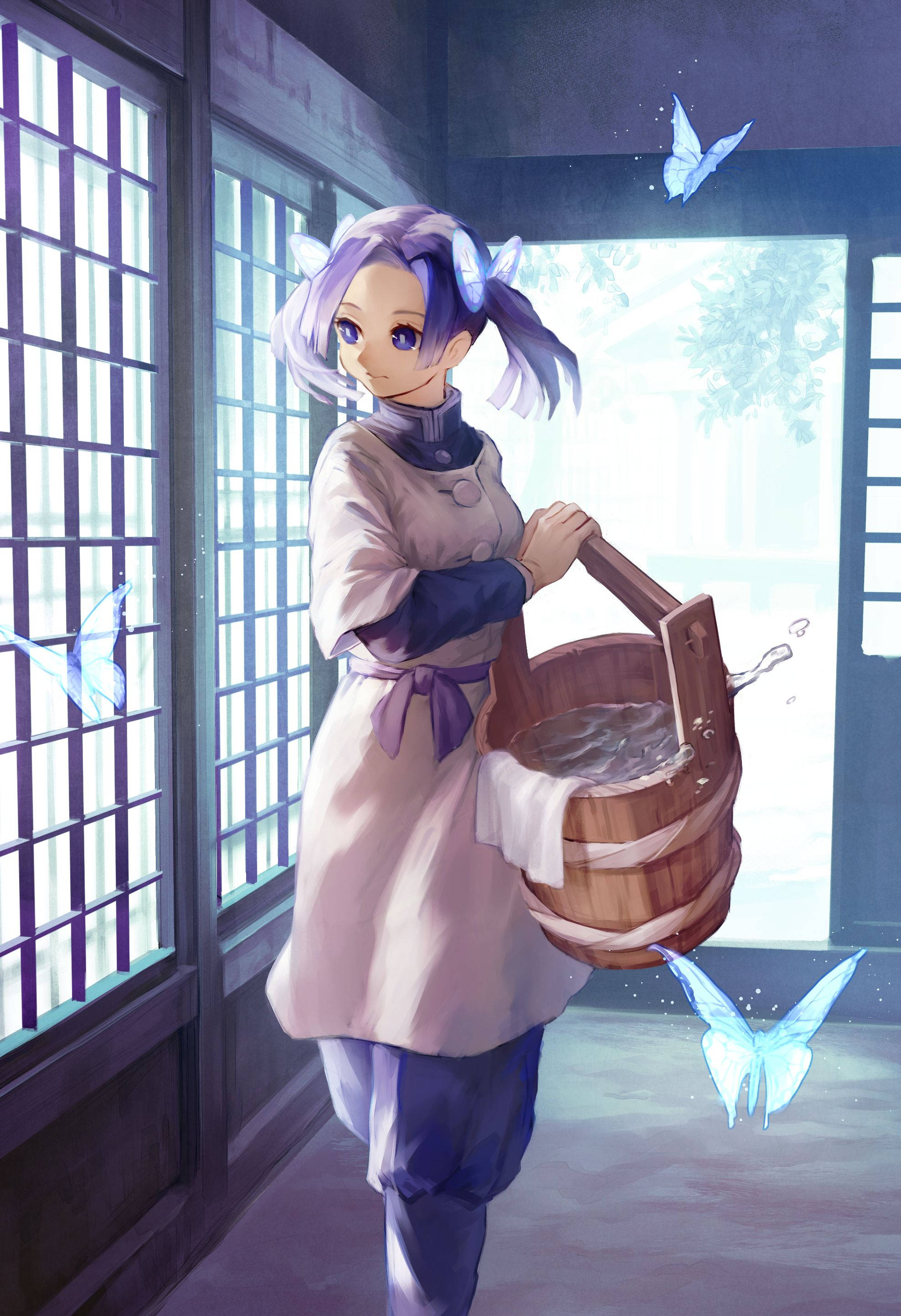 Aoi Kanzaki, purple-haired, traditional outfit, 2K Phone Wallpaper