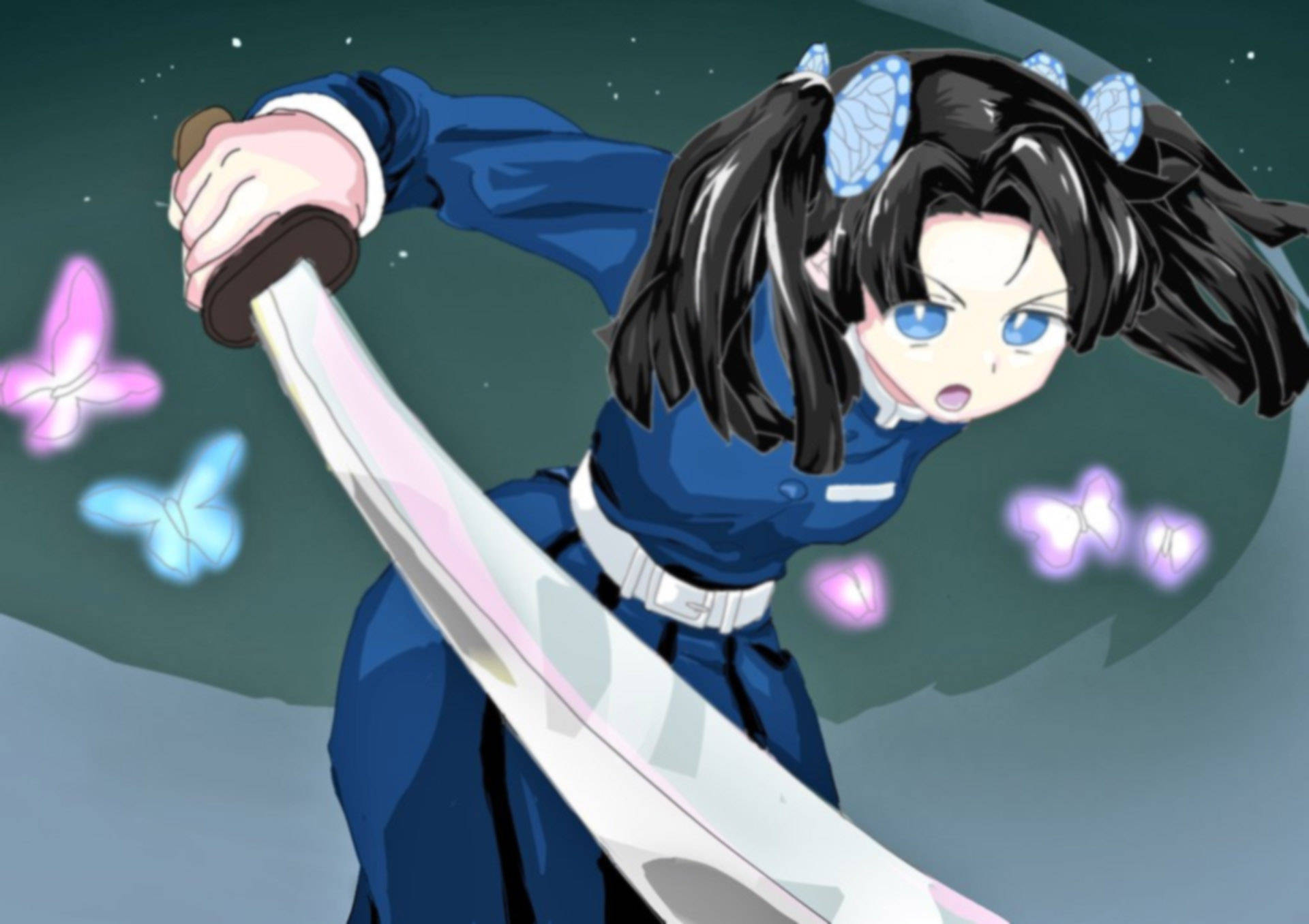 Aoi Kanzaki, katana, blue eyes, Full HD Desktop Wallpaper