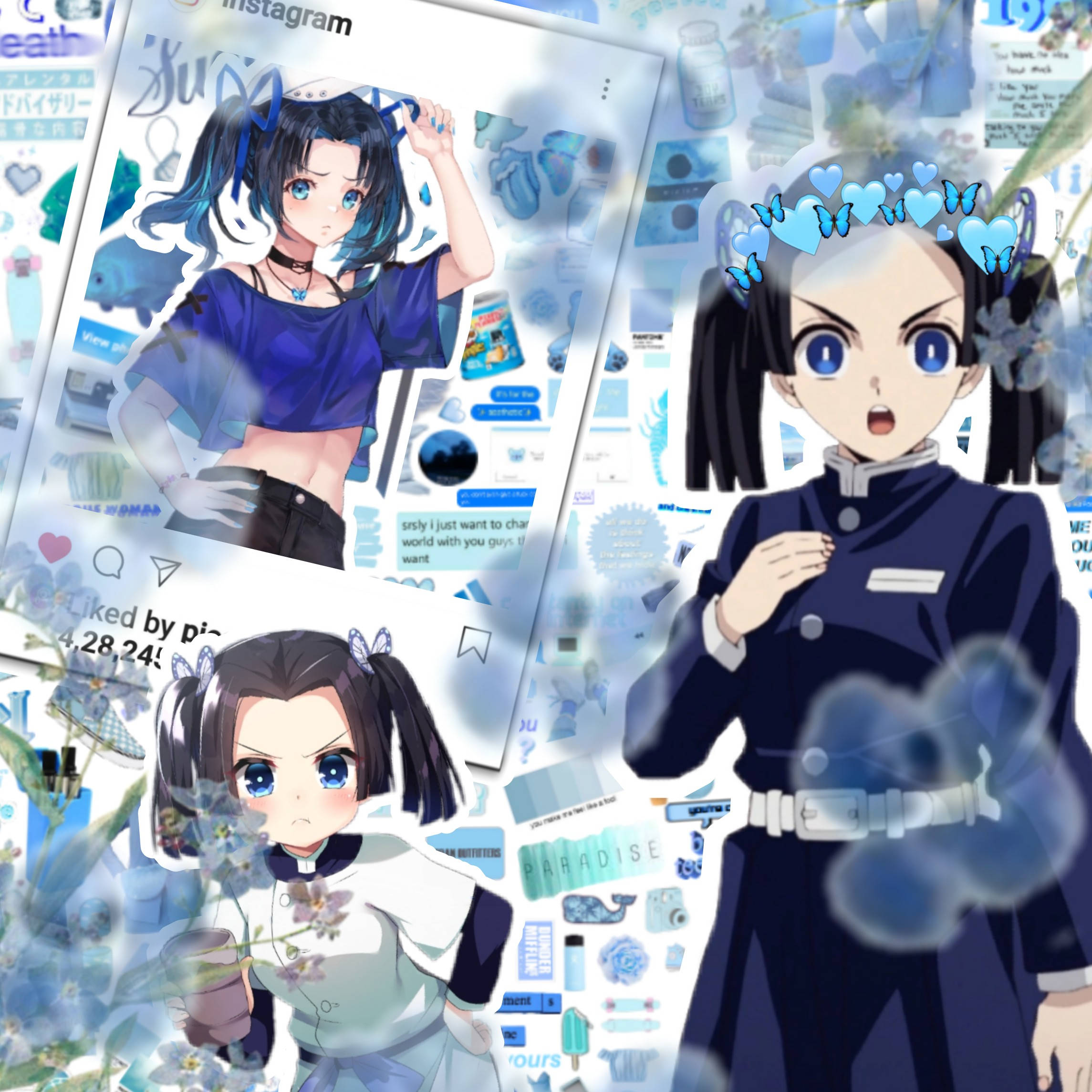 Aoi Kanzaki, blue aesthetic, blue eyes, Full HD Desktop Wallpaper