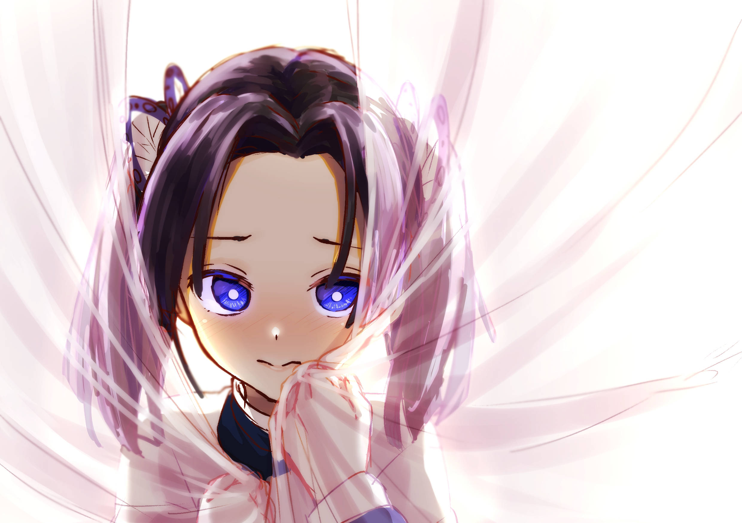 Aoi Kanzaki, purple hair, glowing blue eyes, Full HD Desktop Wallpaper