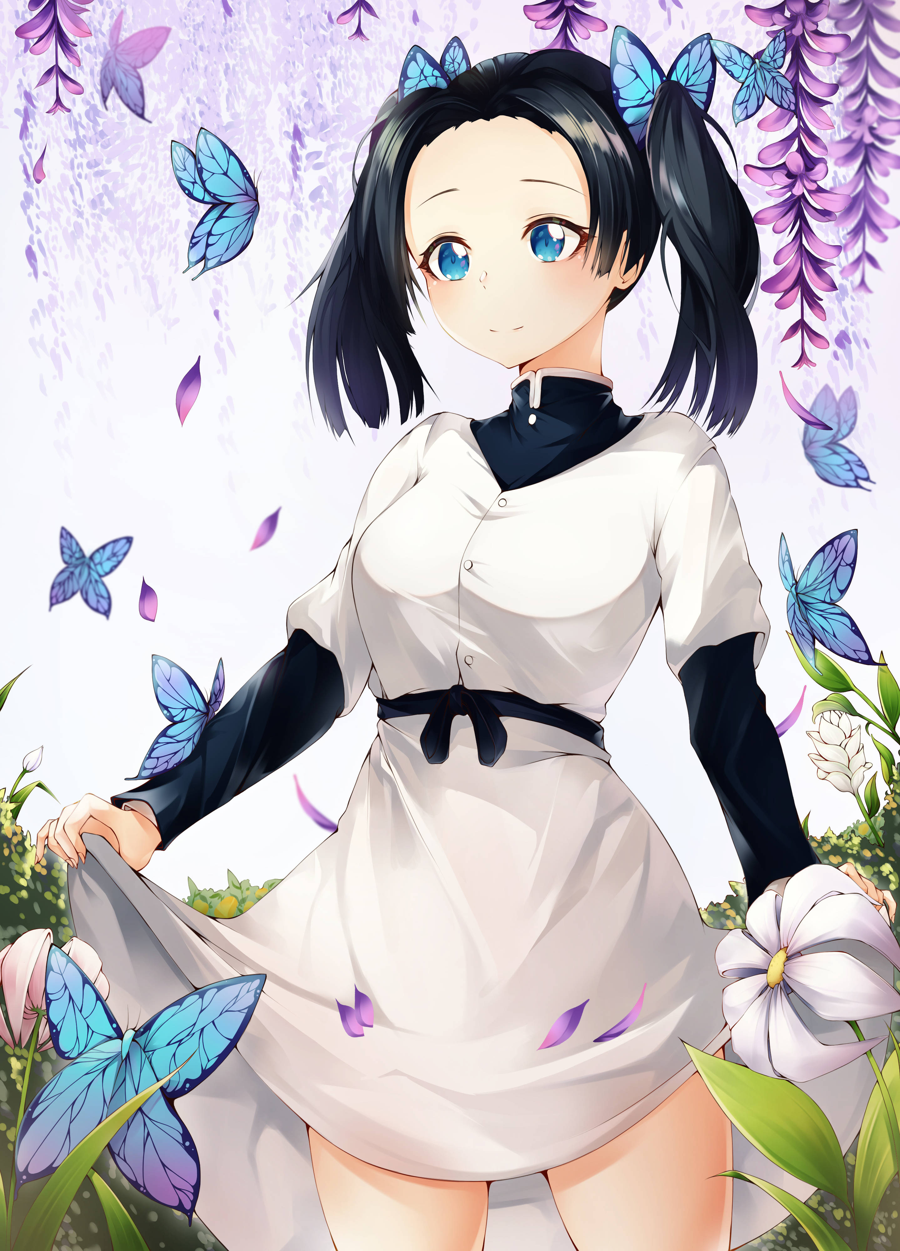 Aoi Kanzaki, black pigtails, blue eyes, 4K Phone Wallpaper